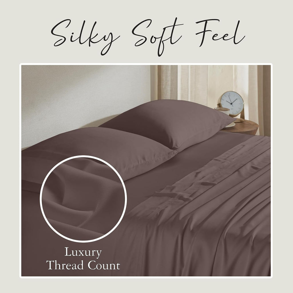 KARISSA MAE Pure Viscose from Bamboo Twin Size Sheet Set | 100% FSC Certified | Luxuriously Soft | Cooling | 18" Deep Pocket w/Corner…