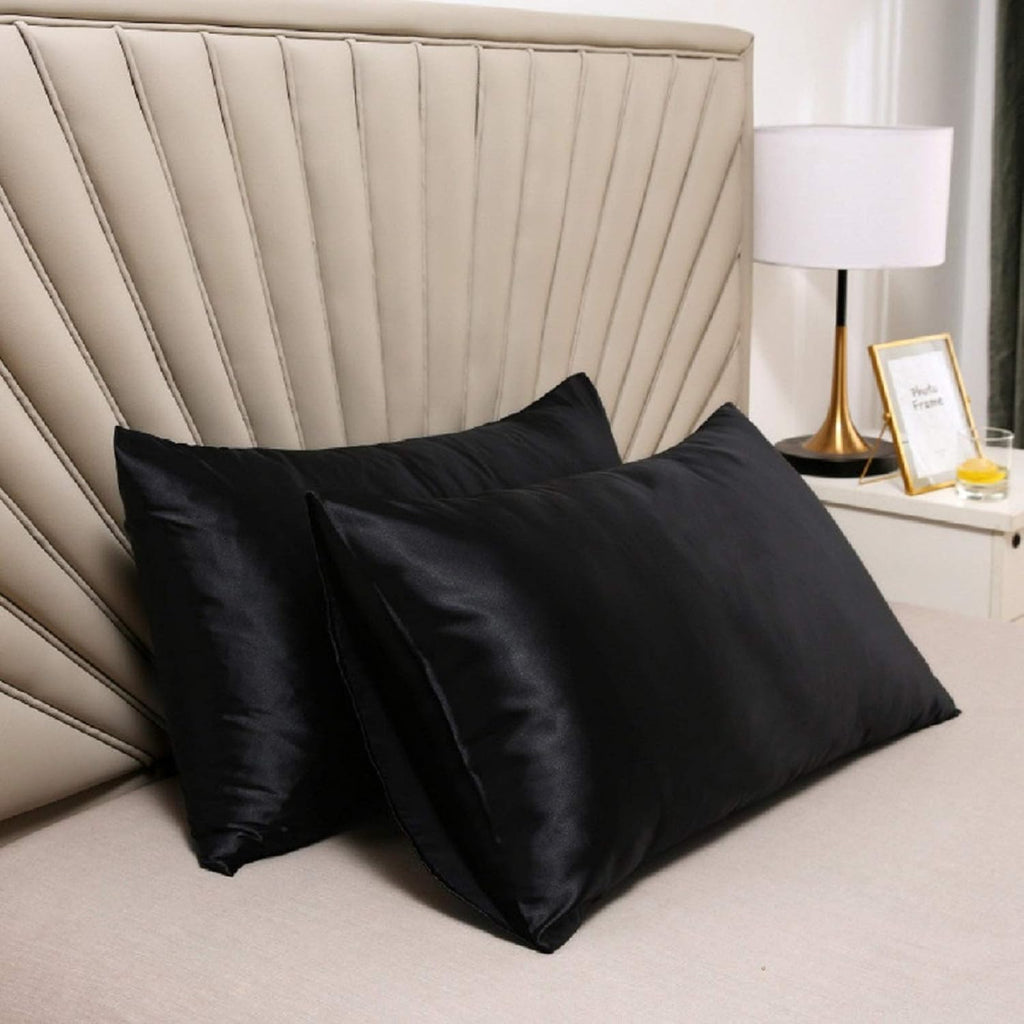 Lcbd Satin Pillowcase Queen Size for Hair and Skin, Black Silk Satin Pillowcases Set of 2, Satin Cooling Pillow Covers with Envelope Closur…