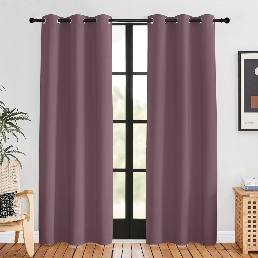 NICETOWN Blackout Curtains for Bedroom, Dry Rose, 42 W by 80 L, Set of 2, Thermal Insulated Curtains & Drapes with Grommet Top for Living…