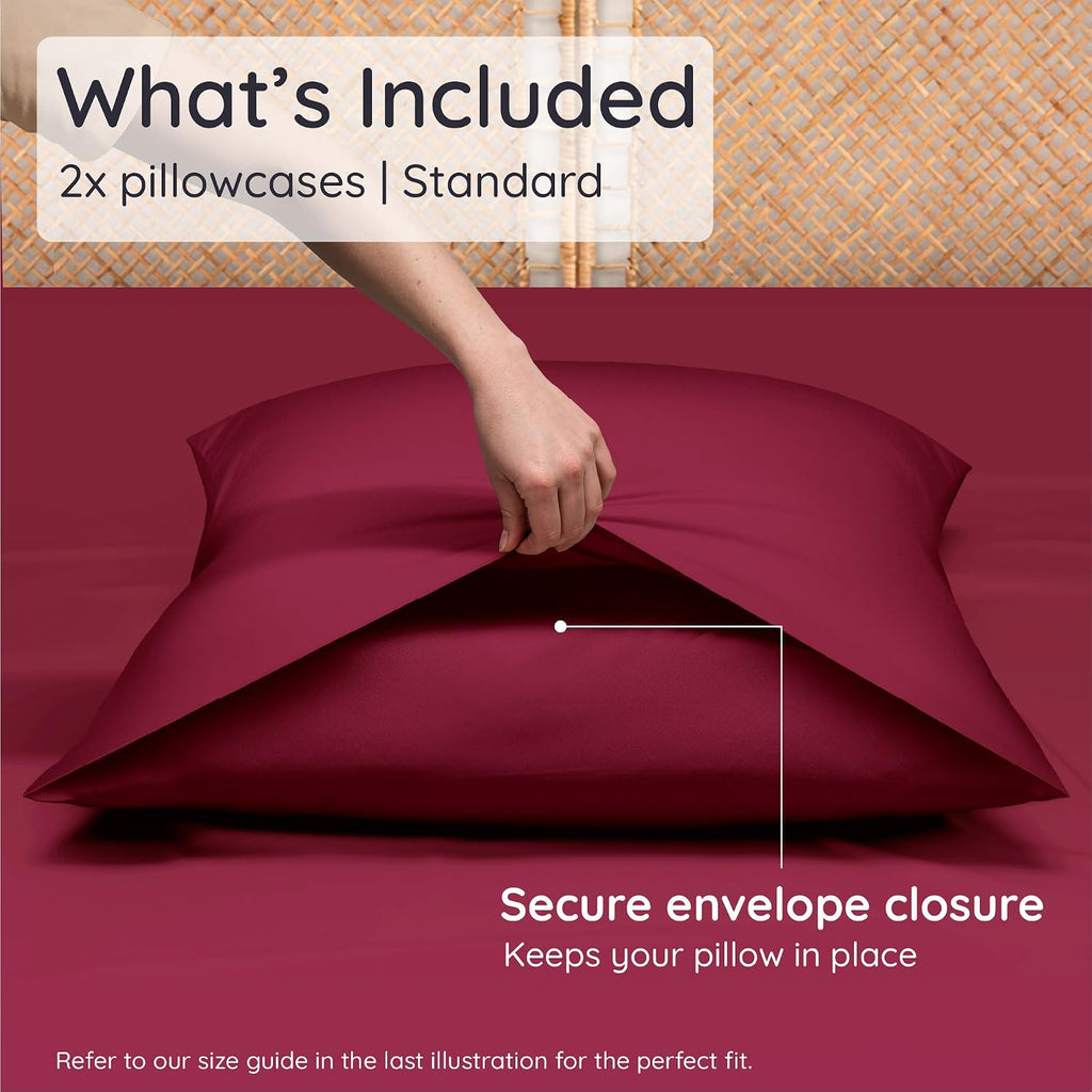 Bambaw 100% Viscose Derived from Bamboo Pillowcases Standard Size – Set of 2 Cooling Pillow Cases for Hot Sleepers with Envelope Closure, B…