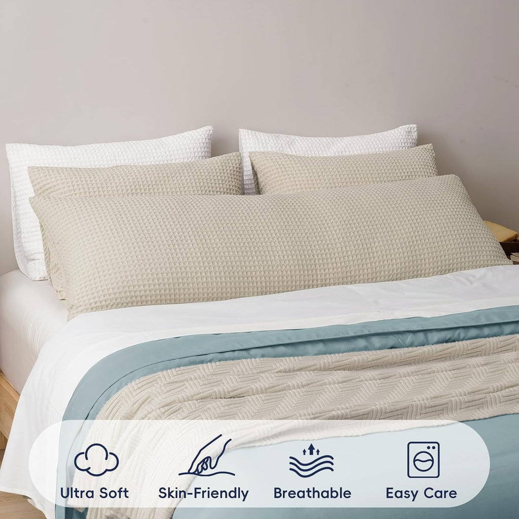 Phf Ultra Soft Waffle Weave Body Pillowcase with Zipper, No Insert, 1Pack 20" x 54" Pillow Sham, Breathable & Skin-Friendly Body Pillow cas…