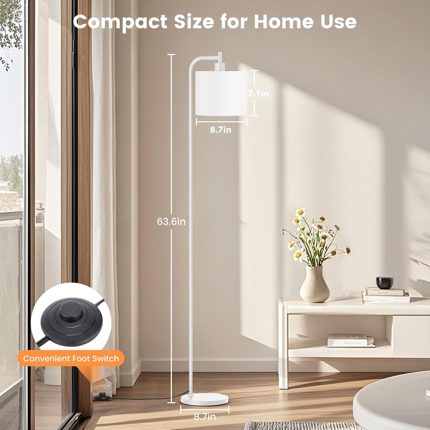 SIBRILLE Floor Lamp with Linen Shade, Dimmable Tall Standing Lamp with Remote Control & 3 Color Temperatures, Modern Corner Floor Lamps…