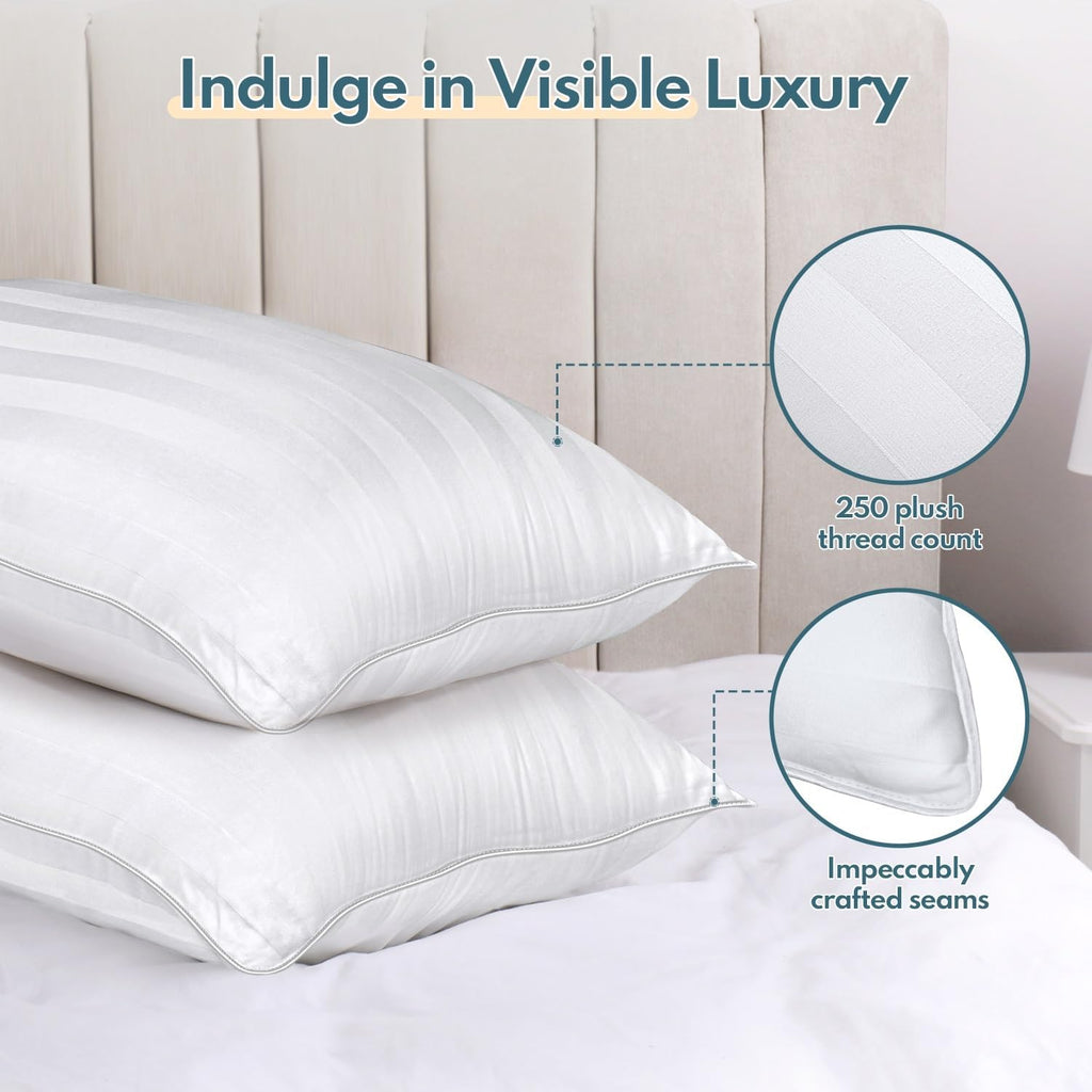 King Size Bed Pillows Set of 2 - Breathable Premium Down Alternative Pillows for Side, Back, and Stomach Sleepers Hotel Quality Fluffy…