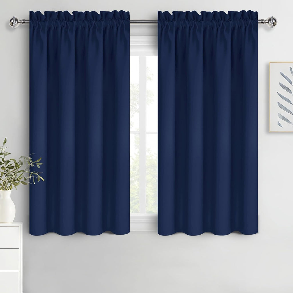 Dwcn Short Blackout Curtains for Bedroom 45 Inches Long 2 Panels Set, Solid Thermal Insulated Energy Saving Window Treatment Drapes, Rod Po…