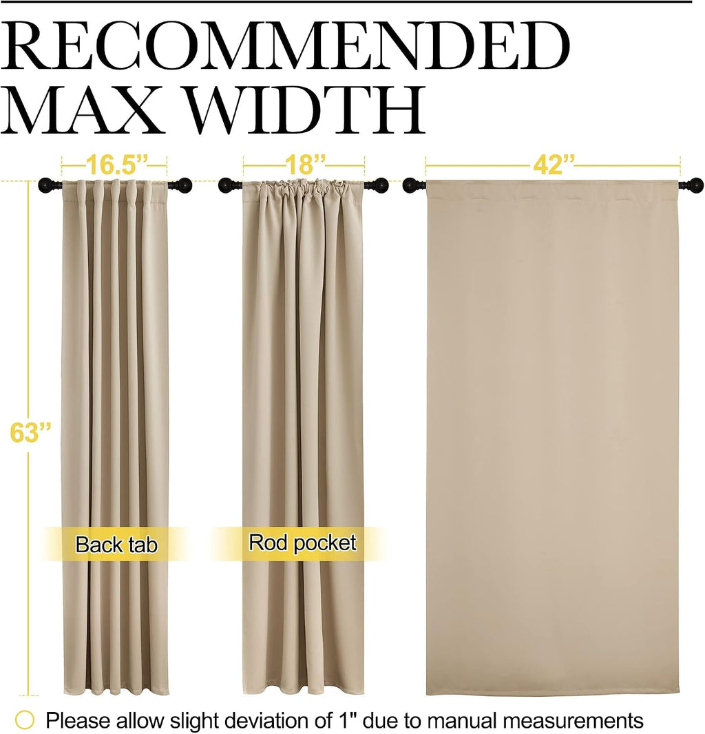NICETOWN Window Treatment Curtains Room Darkening Drapes - (Biscotti Beige Color) 42 Width X 63 Drop Each Panel, 2 Panels Set, Thermal…