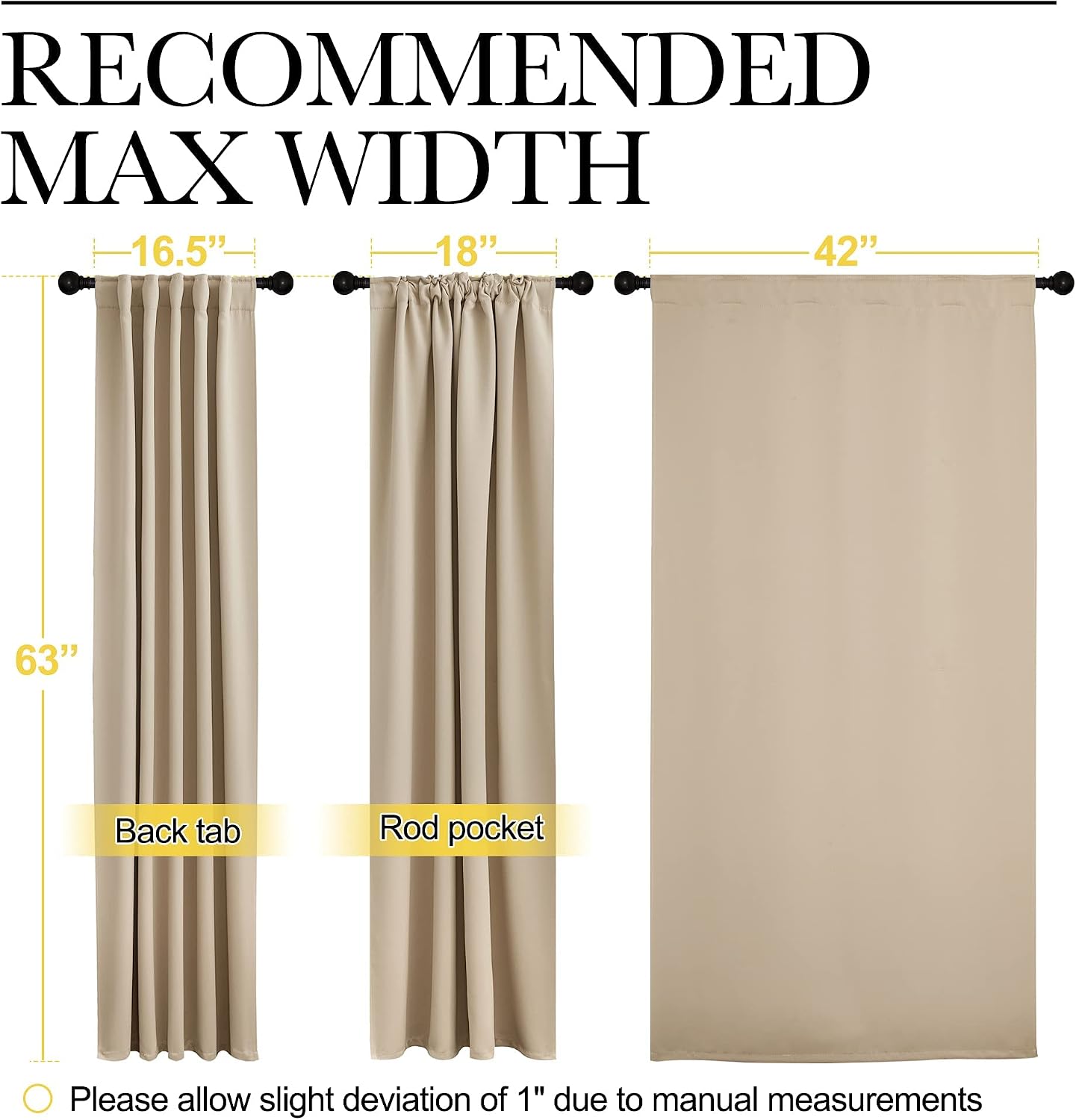 NICETOWN Window Treatment Curtains Room Darkening Drapes - (Biscotti Beige Color) 42 Width X 63 Drop Each Panel, 2 Panels Set, Thermal…