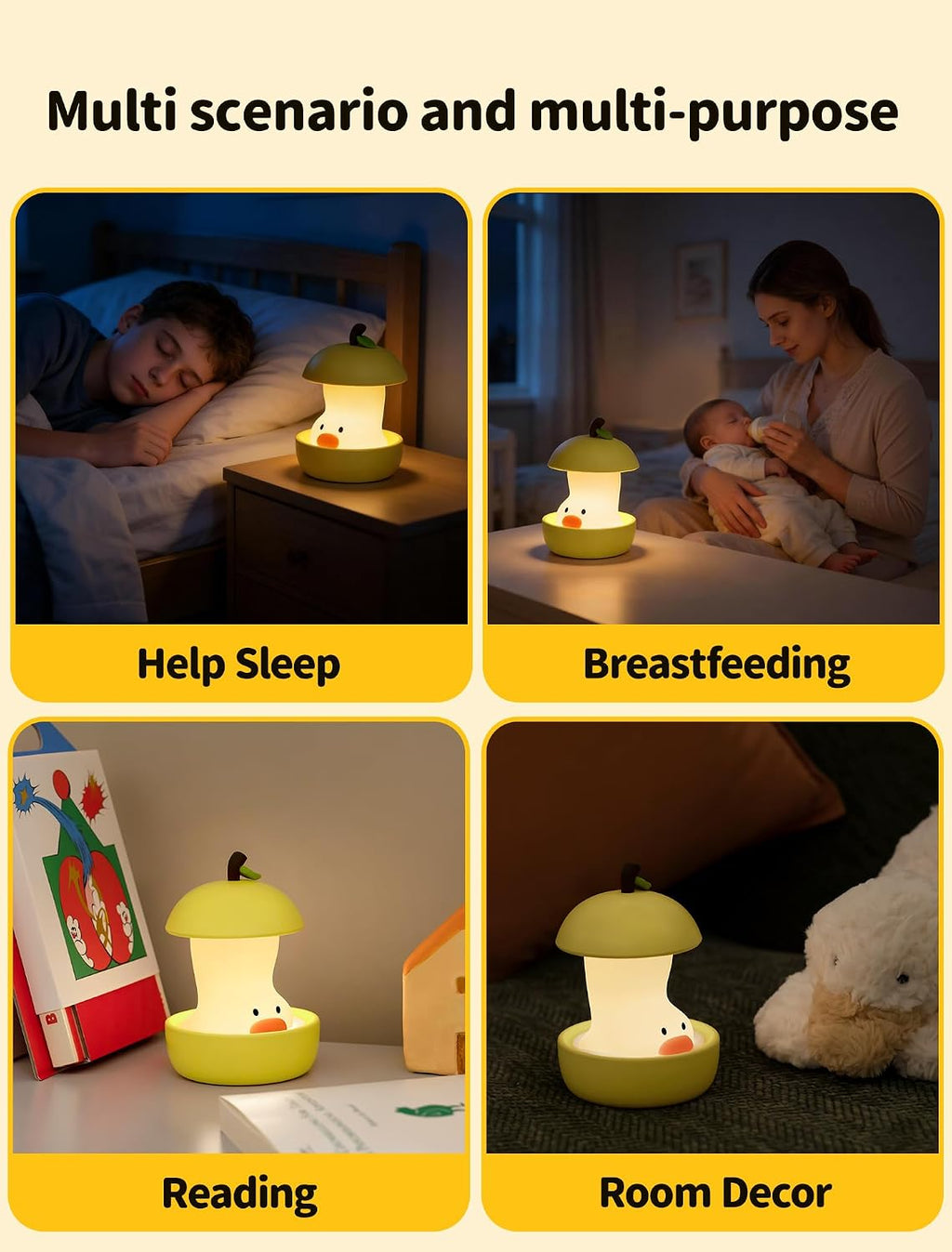 Night Light for Kids, Rechargeable Bedside Touch Lamp, Portable Dimmable Nightlight, Cute Nursery Night Lights, Funny Gifts for Baby…