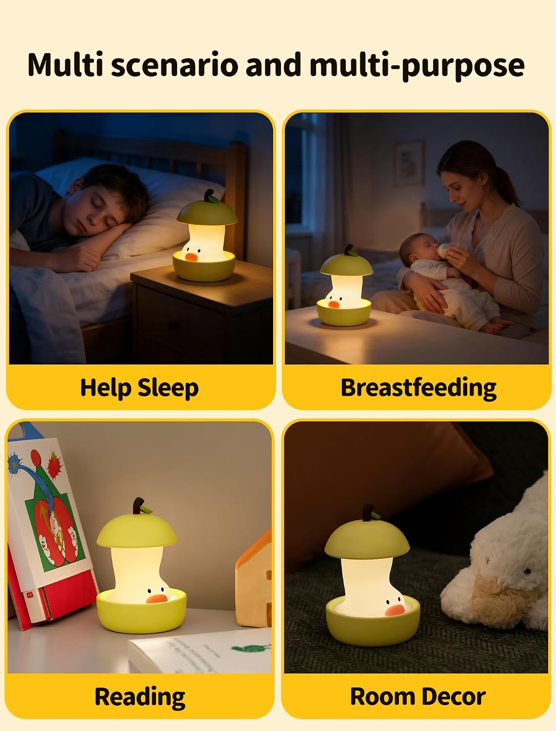 Night Light for Kids, Rechargeable Bedside Touch Lamp, Portable Dimmable Nightlight, Cute Nursery Night Lights, Funny Gifts for Baby…