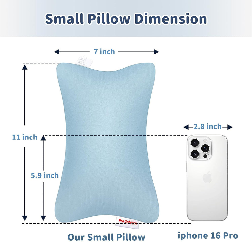 Pro Goleem Small Pillow 11"x7"x2.5" for Kids and Baby Sleeping with Name Tag Mini Tiny Pillow for Camping and Chair Car Air Nap Neck…