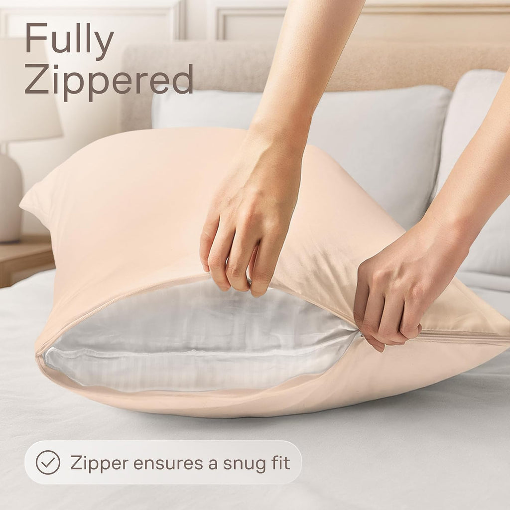 Ultra Soft Pillow Protectors with Zipper King Size - Set of 4 Breathable Pillow Covers - 100% Protection Against Stains, Dust & Dirt…