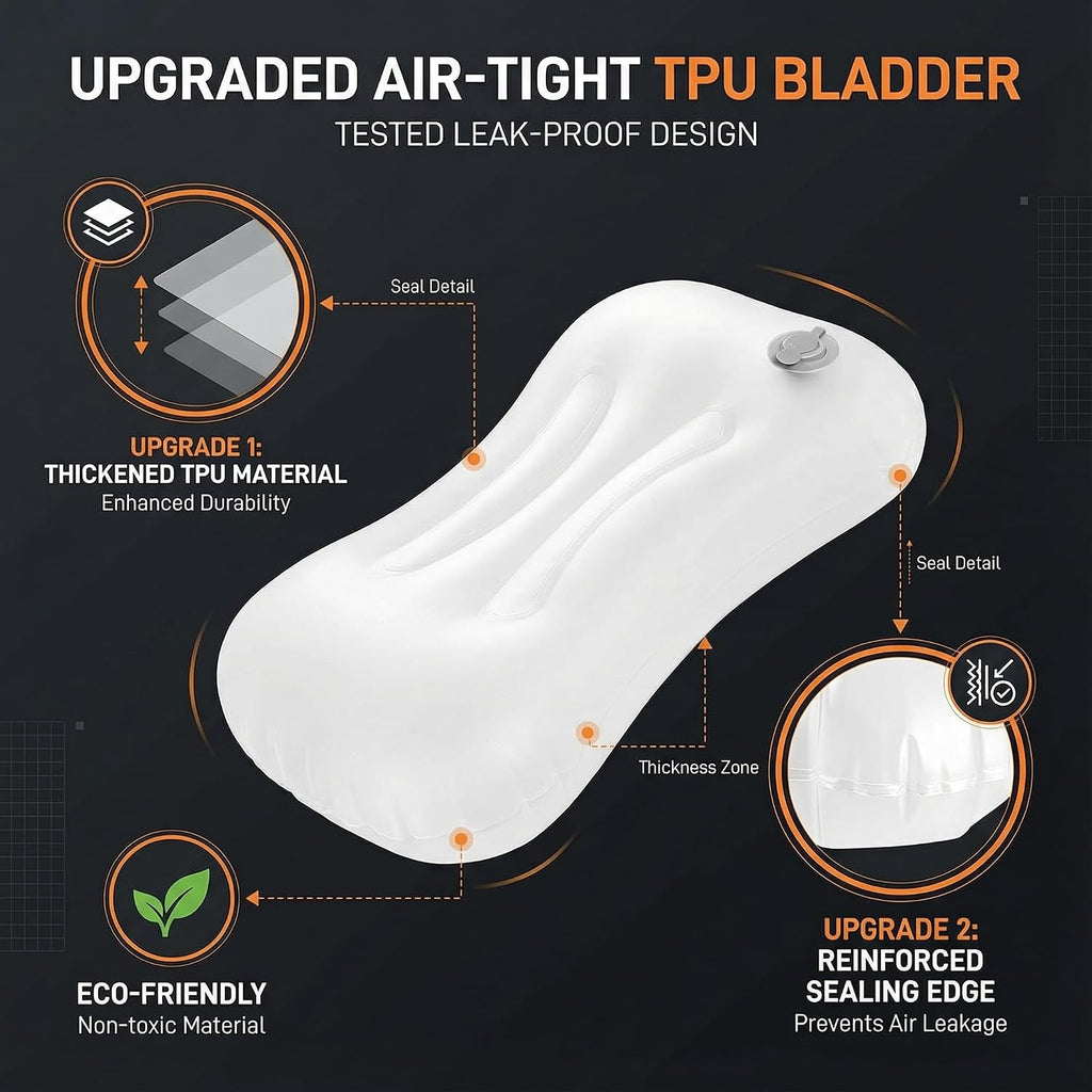 Inflatable Camping Pillow - Ultralight Compact Air Pillow for Travel, Backpacking & Hiking - Ergonomic Neck & Lumbar Support - Portable…