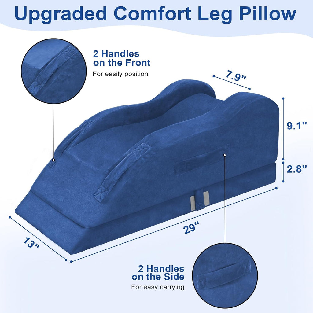 KingPavonini Adjustable Leg Elevation Pillows for After Surgery, Ergonomic Curve Keeps Knee Straight, Memory Foam Leg Pillow Elevation for…