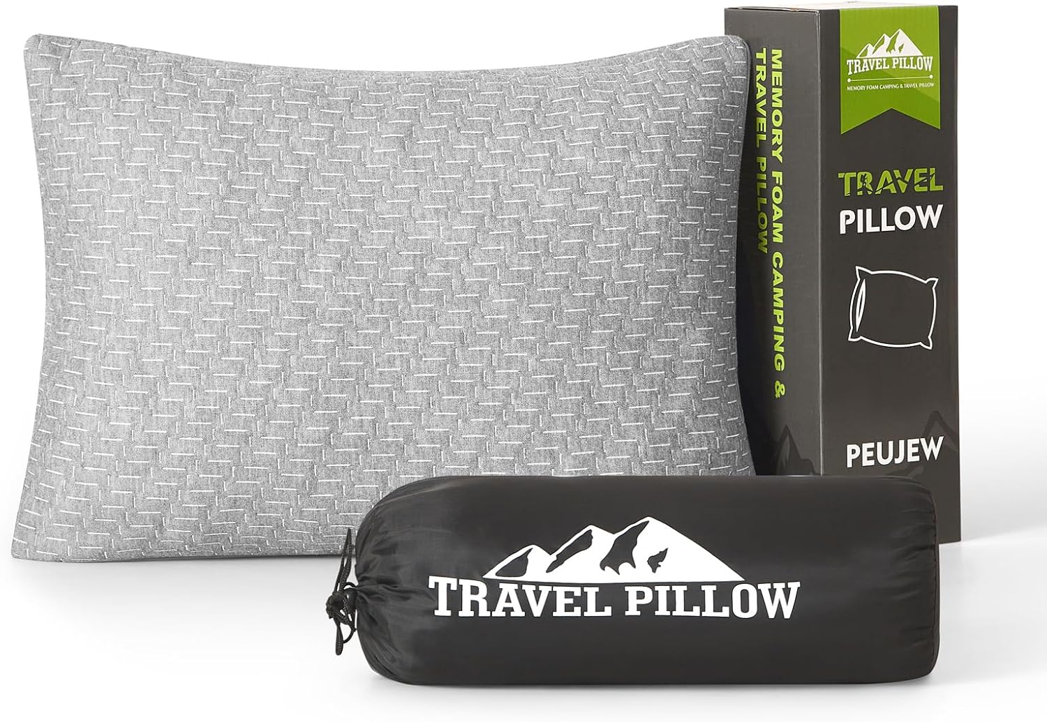Travel Pillow Breathable Cover, Compressible Memory Foam Pillow Medium Firm for Travel Airplane Car Hiking Camping Outdoor