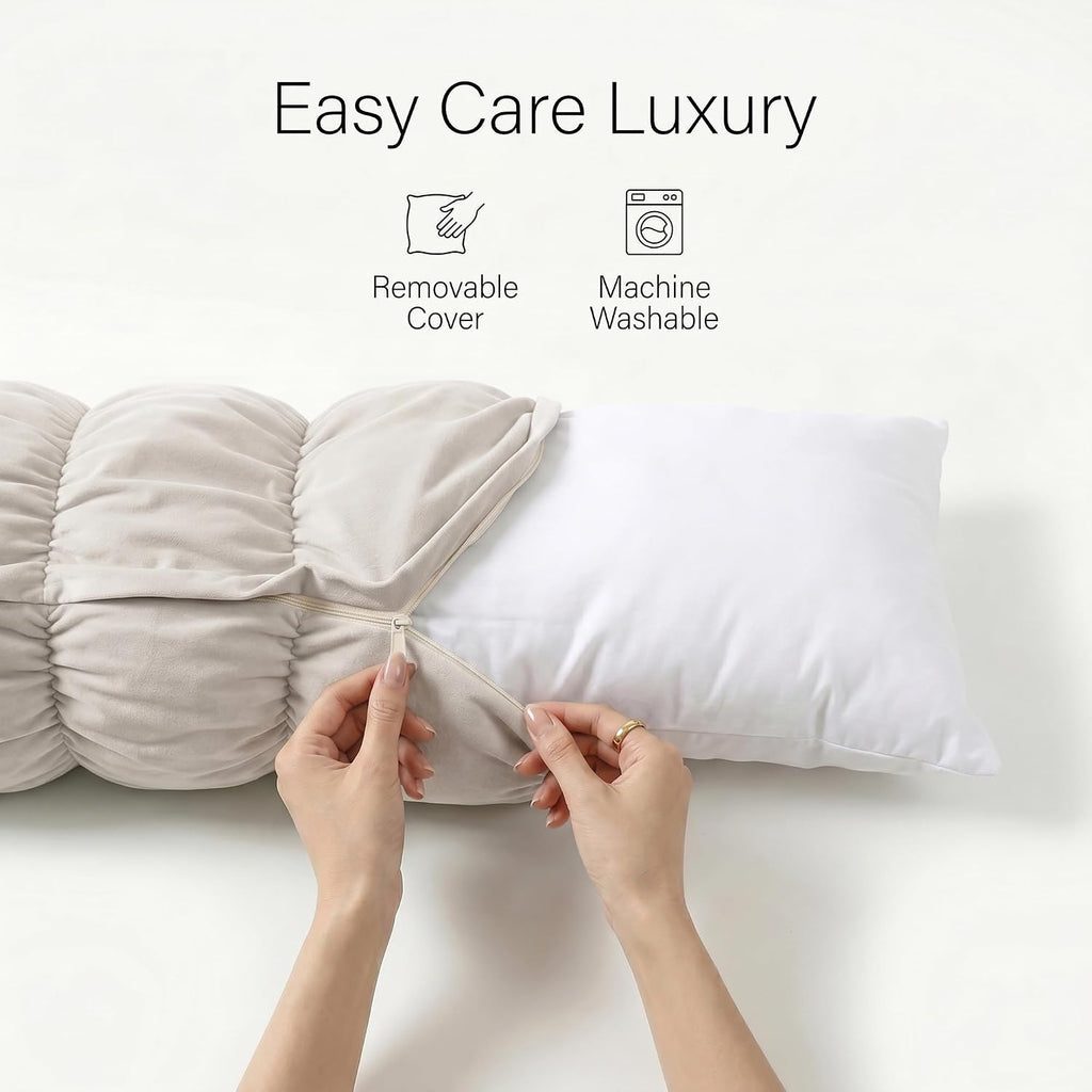 Ailuteie Pat. Pend.Long Bed Pillow for Adults and Side Sleepers with Segmented Design, Soft Velvet Body Pillow with Removable Washable Pill…