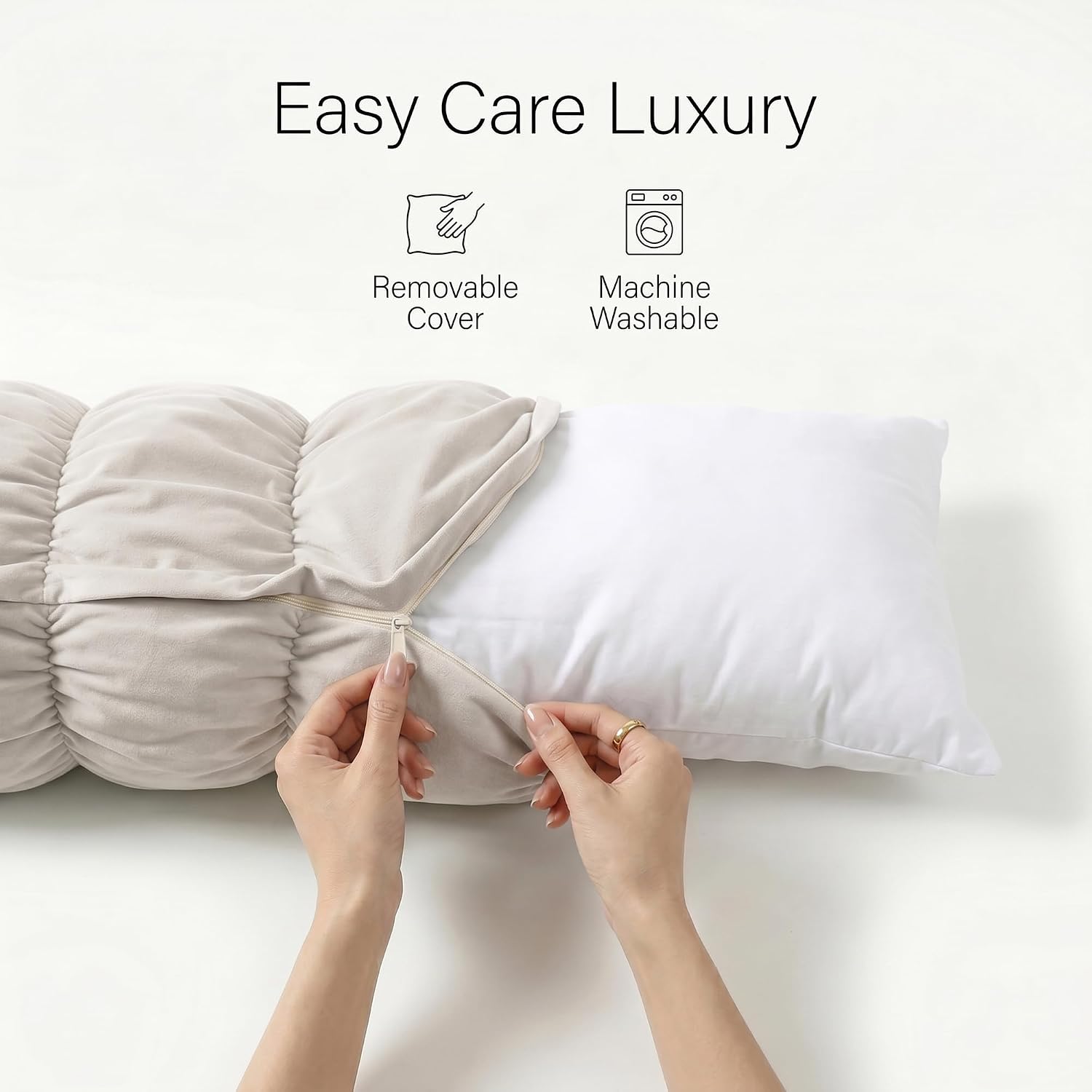 Ailuteie Pat. Pend.Long Bed Pillow for Adults and Side Sleepers with Segmented Design, Soft Velvet Body Pillow with Removable Washable Pill…