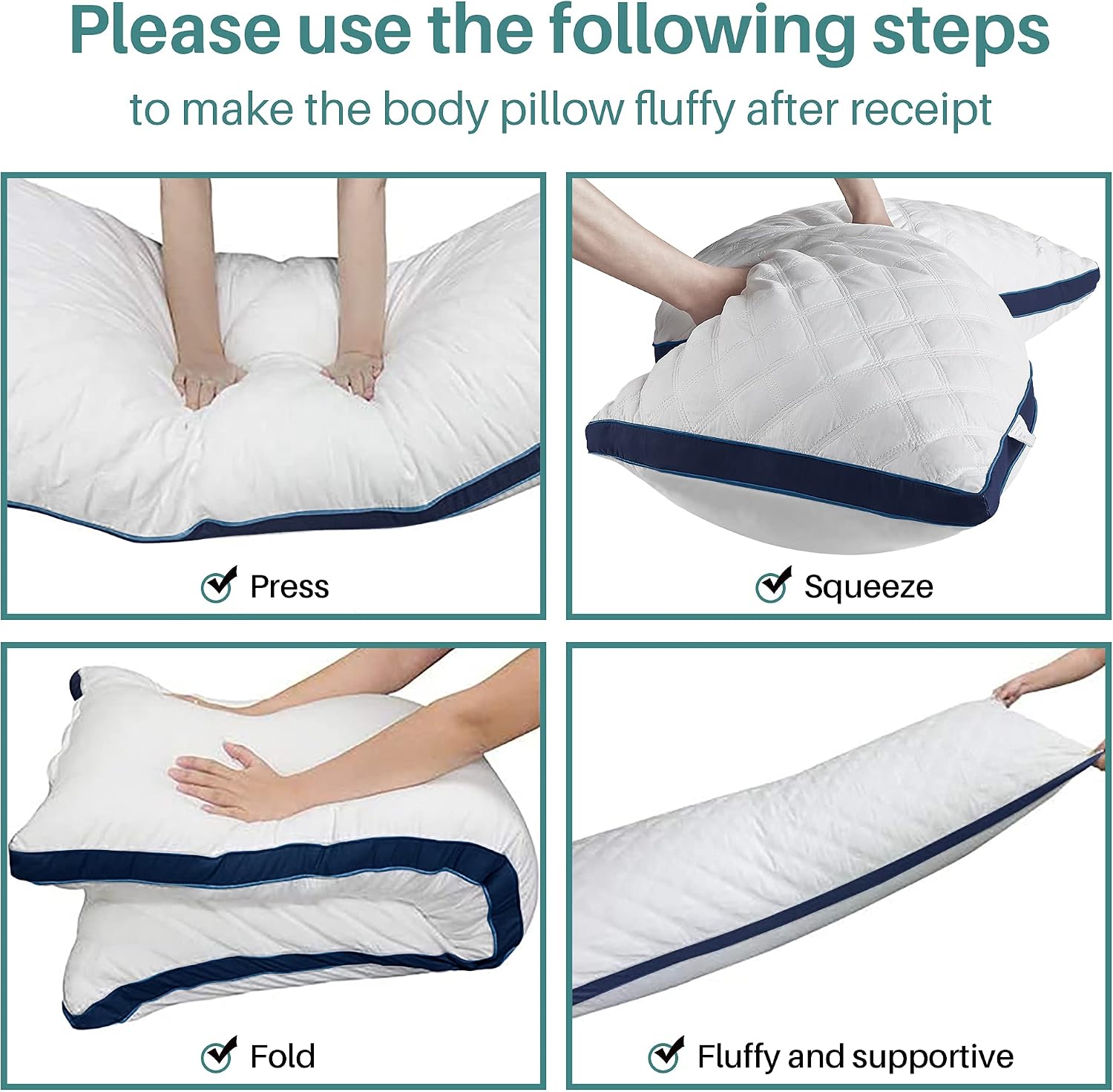 Oubonun Premium Adjustable Loft Quilted Body Pillows - Firm and Fluffy Pillow - Quality Plush Pillow - Down Alternative Pillow - Head…