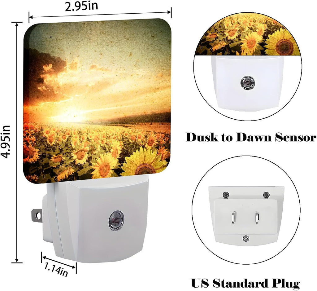 Sunflower Field at Sunset Night Light, Plug Into Wall Decor for Stairway, Hallway, Kitchen, Dusk to Dawn Sensor Nightlights for…
