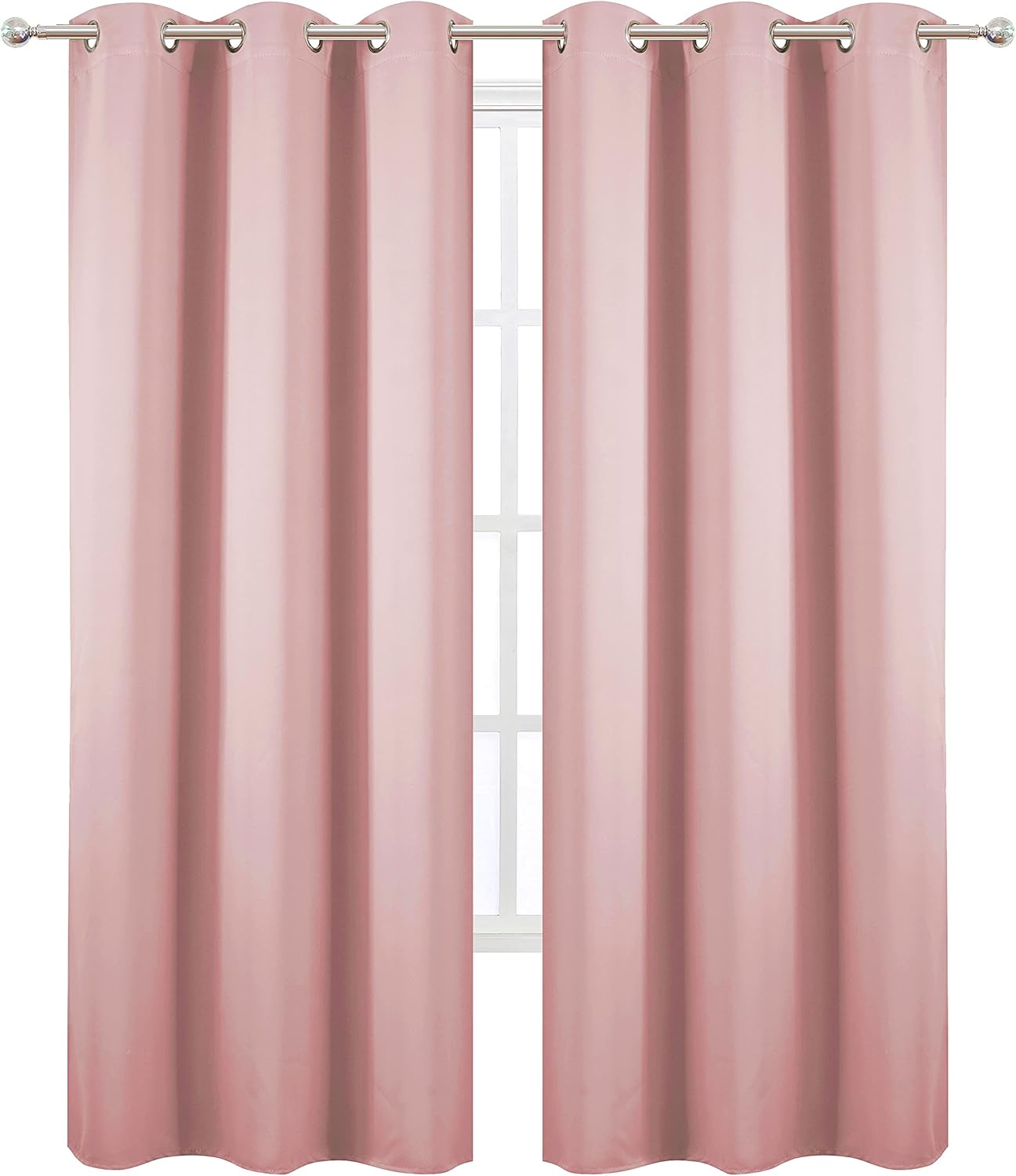 Lemomo Pink Blackout Curtains/42 x 84 Inch/Set of Two Panels Grommet Bedroom Curtains 84 Inch Pink