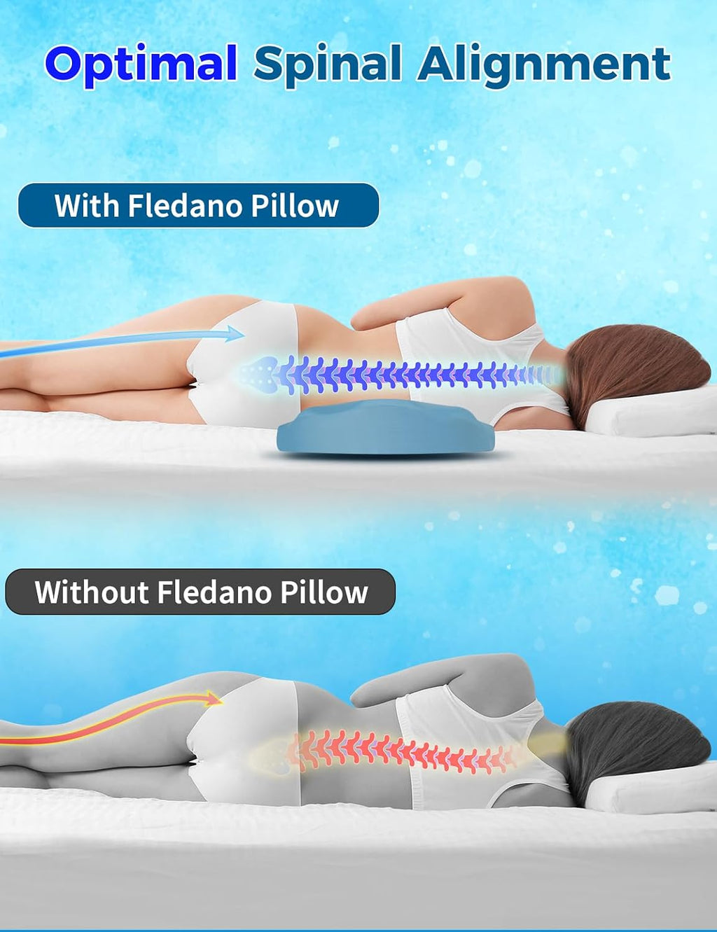Fledano Lumbar Support Pillow for Bed – Memory Foam Lower Back Pillow for Sleeping, Ergonomic Lumbar Pillow for Side & Back Sleepers, Sciat…