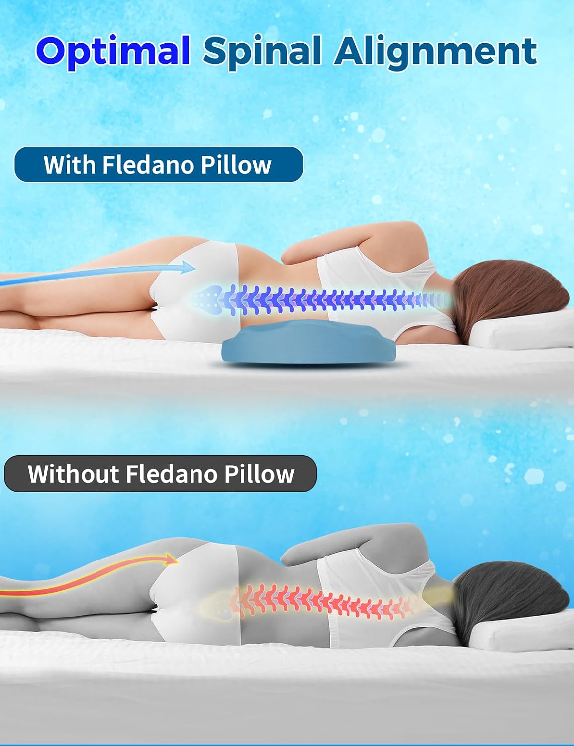 Fledano Lumbar Support Pillow for Bed – Memory Foam Lower Back Pillow for Sleeping, Ergonomic Lumbar Pillow for Side & Back Sleepers, Sciat…