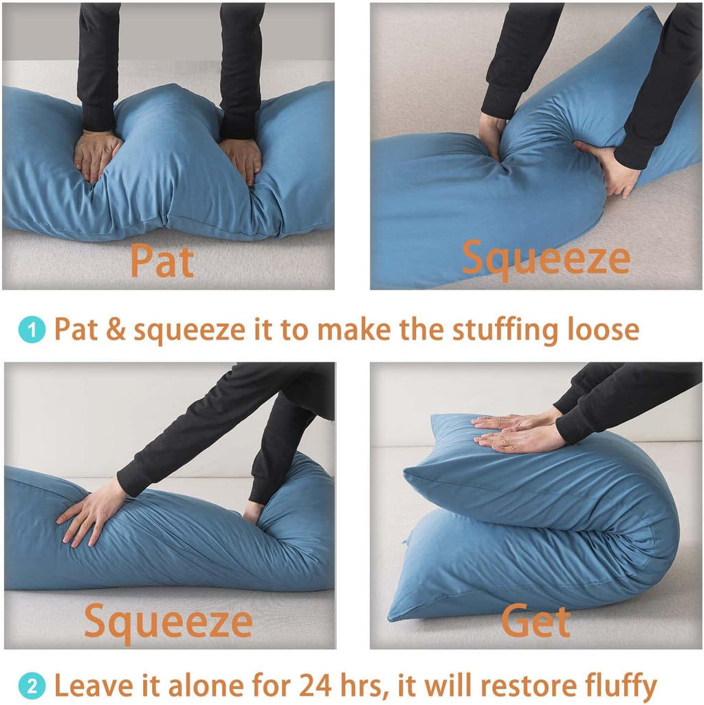 WhatsBedding Memory Foam Body Pillow with Breathable Zippered Cotton Cover, Full Body Pillow for Adults, Long Pillow for Sleeping, Firm Pil…