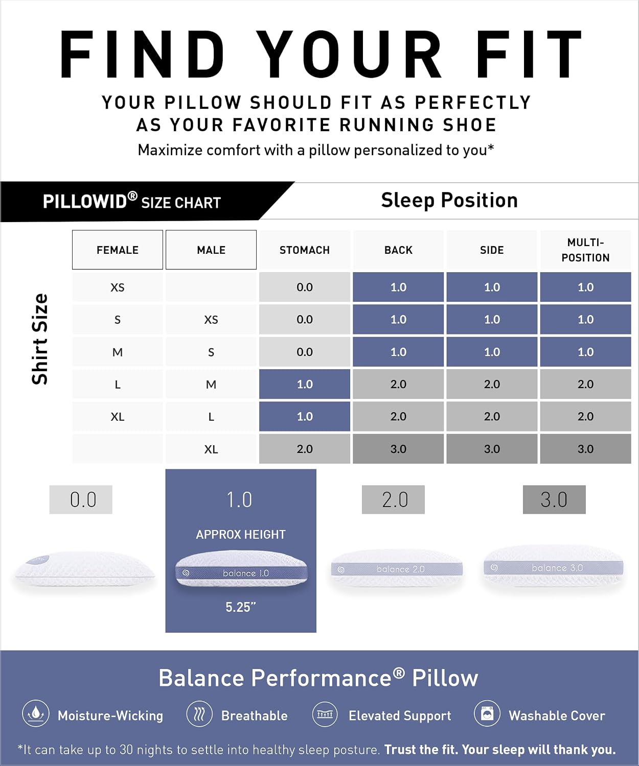 Bedgear Balance 1.0 Performance Pillow, Medium Support Bed Pillow for All Sleep Positions | Boost Blend Fill with Responsive Comfort &…