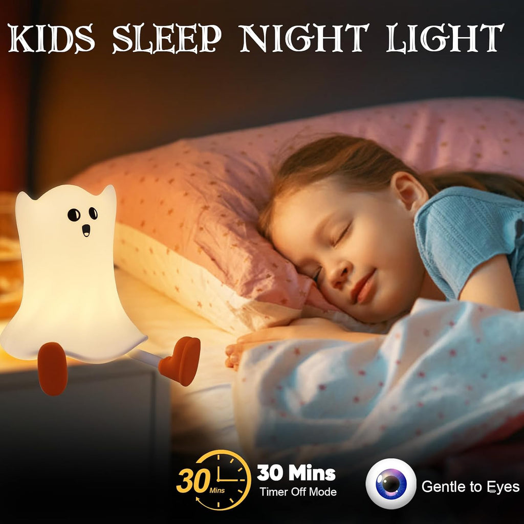 Gefaxi Ghost Night Light Silicone Cute Halloween Ghost Decor Night Light for Breastfeeding Squishy Ghost Nightlight Cordless Rechargeable D…