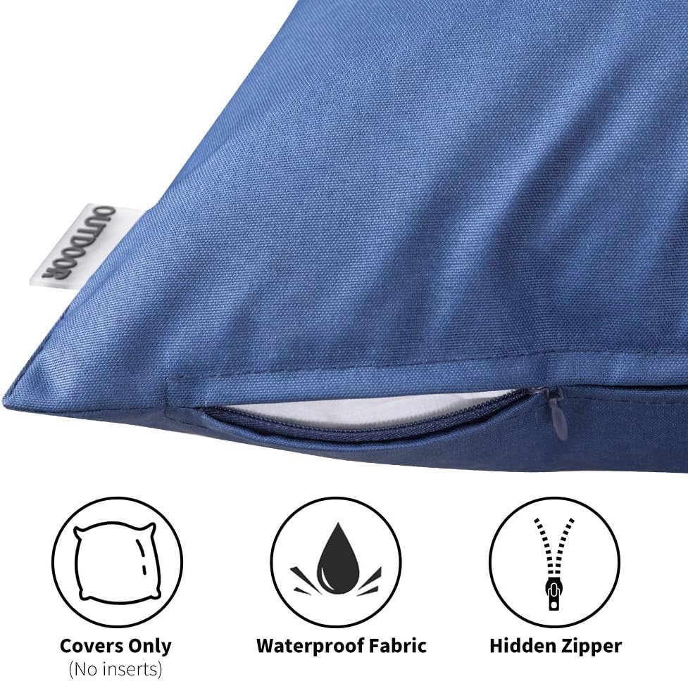 MIULEE Pack of 4 Decorative Outdoor Summer Pillow Covers Square Cushion Cases PU Coating Waterproof Throw Pillowcase Shell for Living…