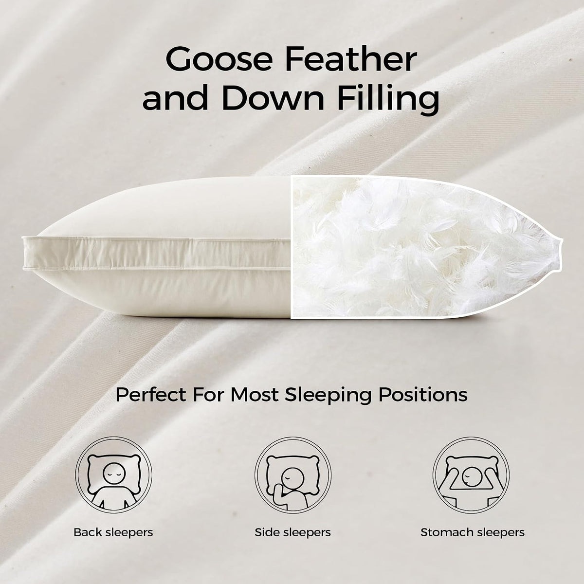 Puredown ® Gusseted Goose Feather Down Pillows, 100% Organic Cotton Cover, Luxury Hotel Collection Bed Pillows for Sleeping Set of 2, King…