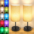 Unicozin Table Lamp Set of 2, 3 CCT 3000K/4500K/6500K & RGB Color Changing, Stepless Dimmable Small Bedside Lamp for Reading, Ambience…