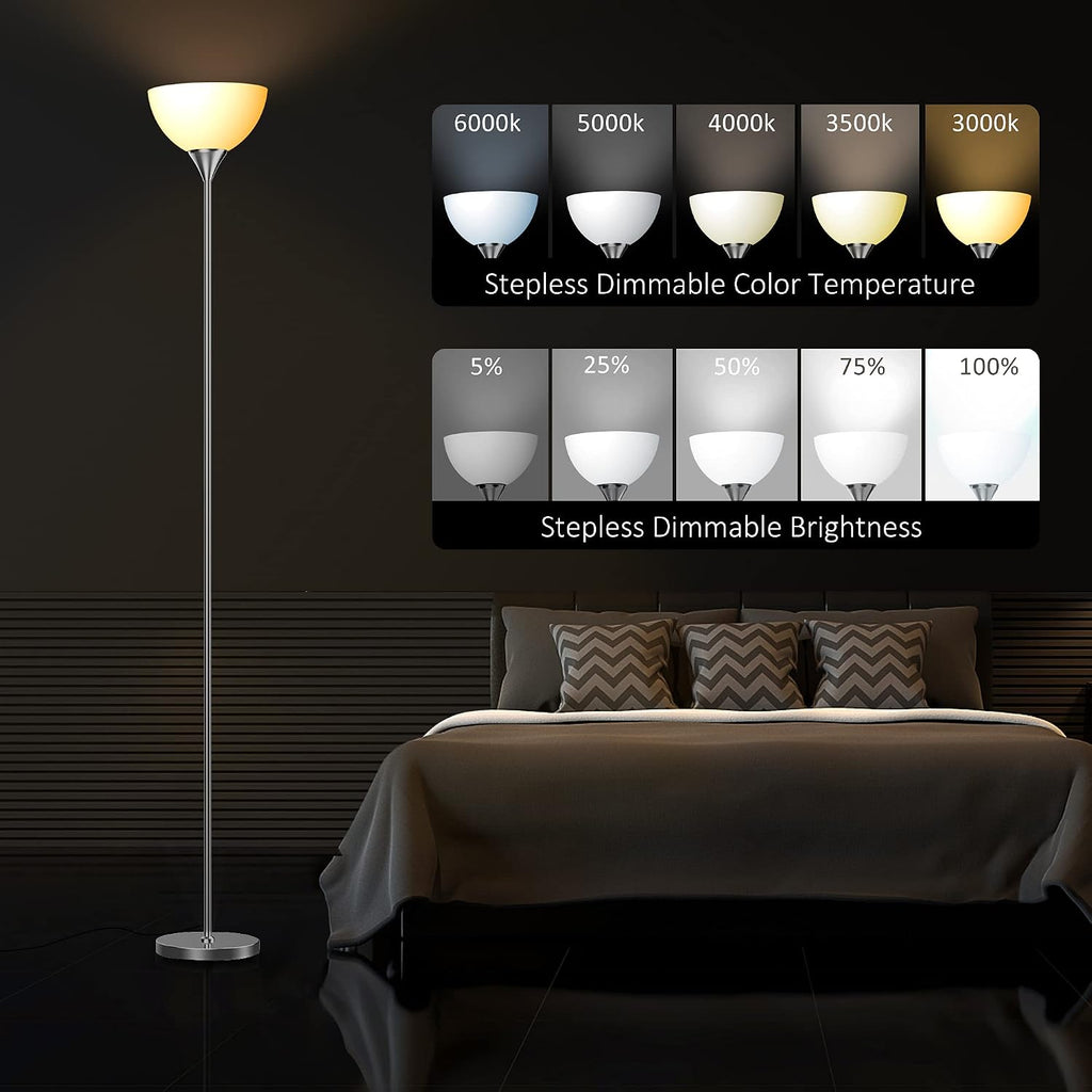 PESRAE Floor Lamp, Remote Control with 4 Color Temperatures, Torchiere Floor lamp for Bedroom, Standing Lamps for Living Room, Bulb…