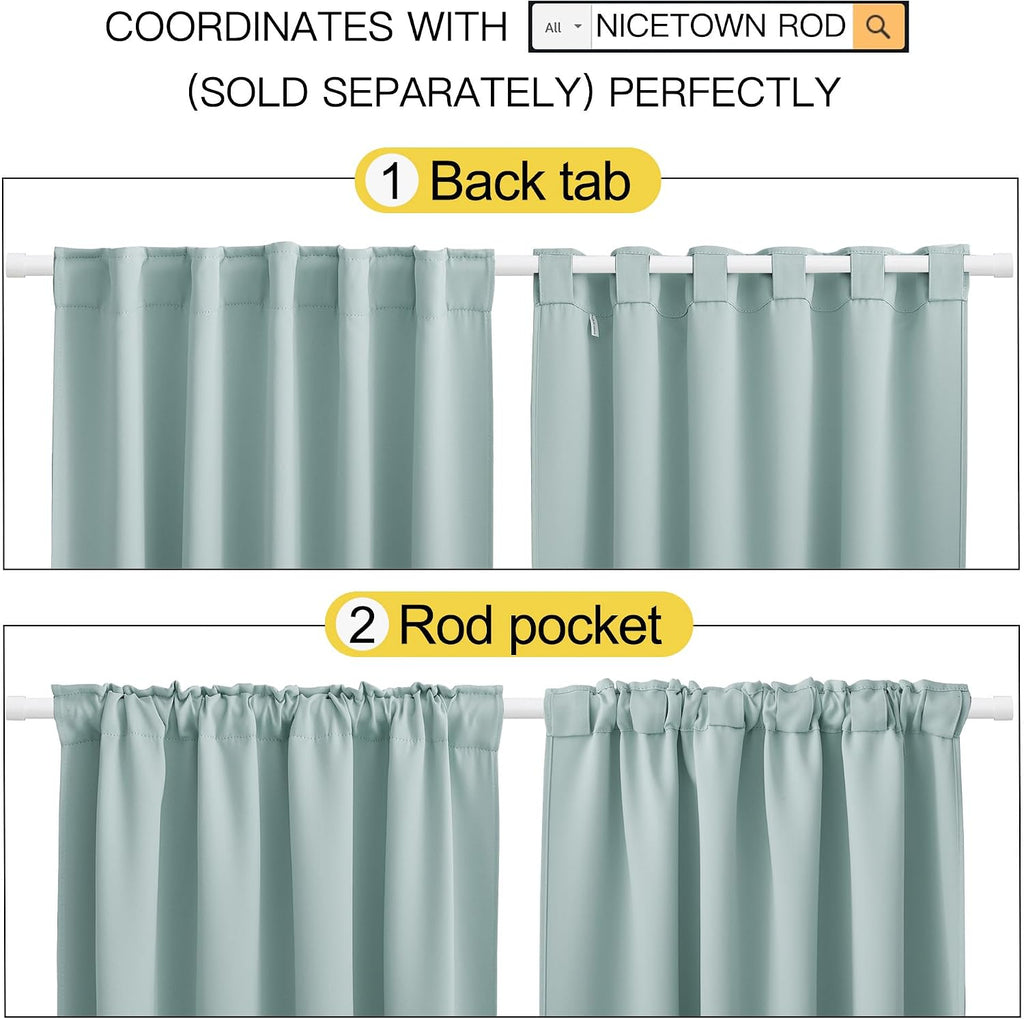 NICETOWN Window Treatment Blackout Curtains and Draperies - (Aqua Blue Color) 42x40 inch, 2 Panels, Room Darkening Blackout Panel Drapes…