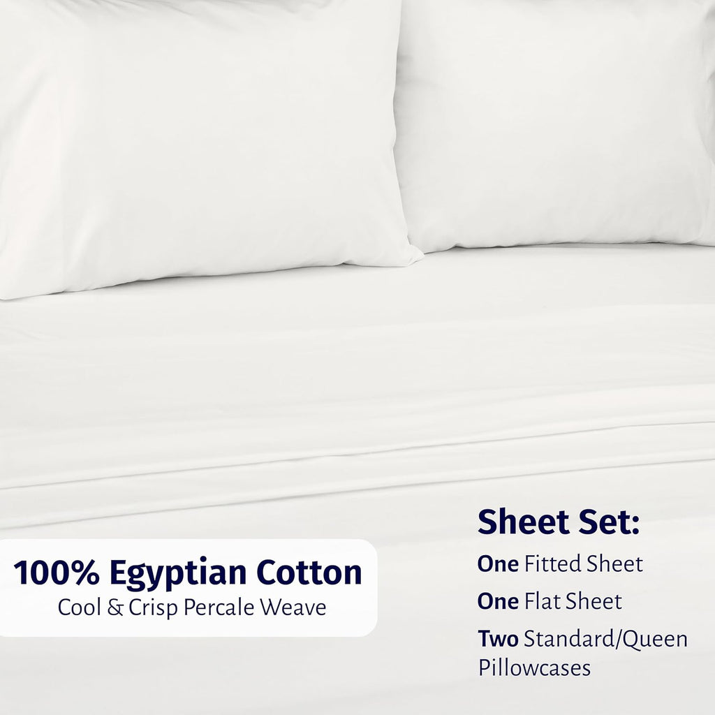 CaliforniaDesignDen California Design Den Full Size Sheets Set - Certified 100% Egyptian Cotton Percale Sheets Full Size with Deep Pockets,…