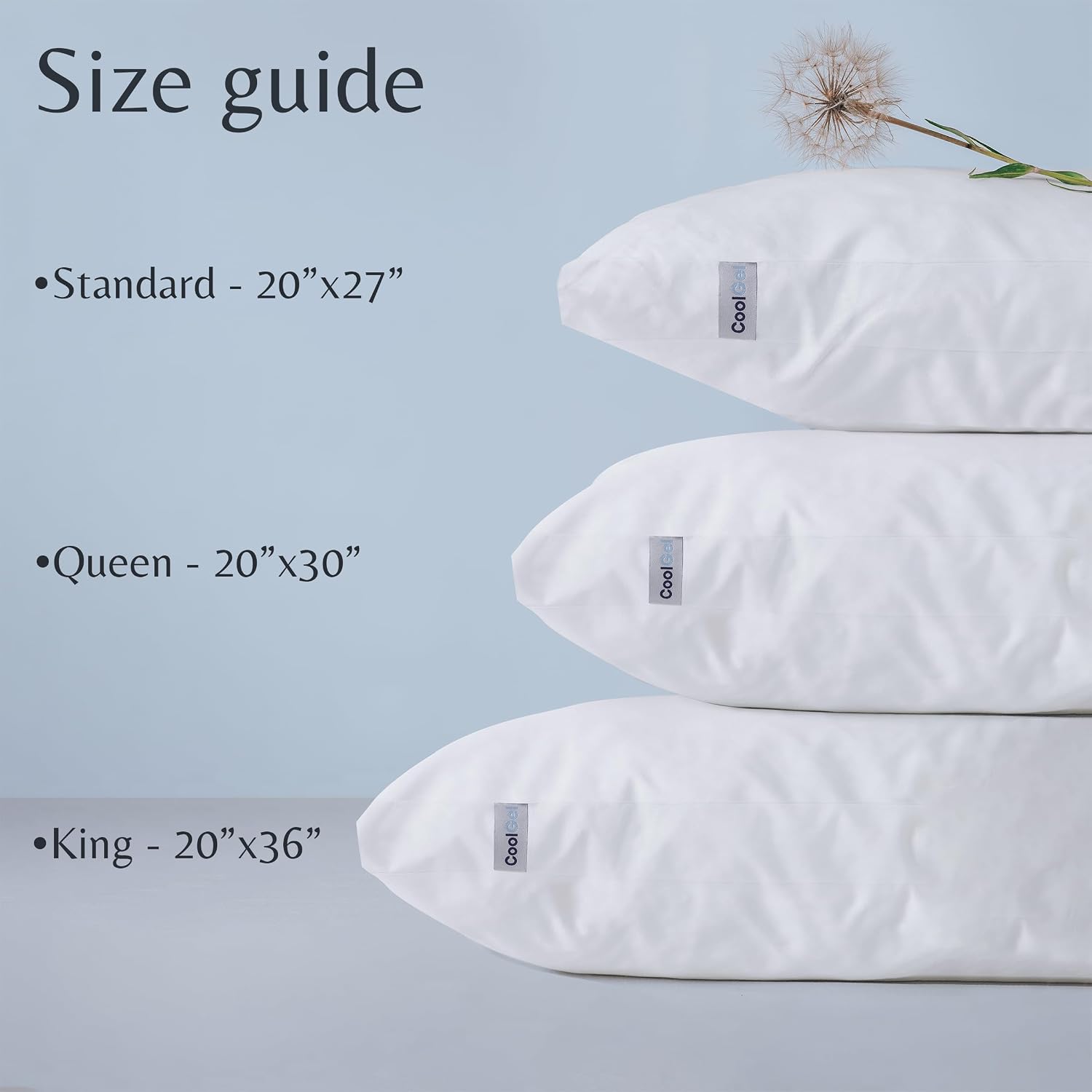 Coolgel COOL GEL Down Alternative Pillow, Soft and Comfortable (1, King (U.S. Standard)) White