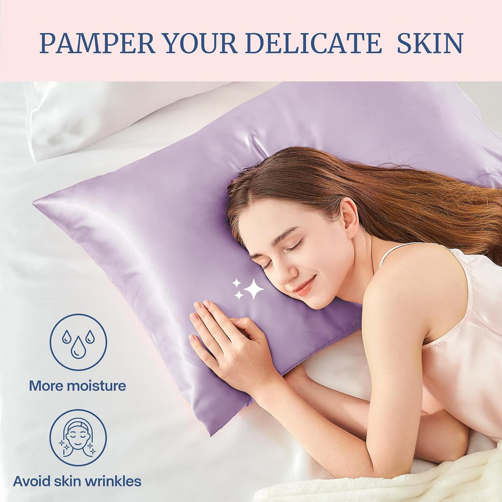 Bedelite Satin Pillowcase for Hair and Skin, Super Soft and Cooling Similar to Silk Pillow Cases 2 Pack with Envelope Closure, Gift for Wom…