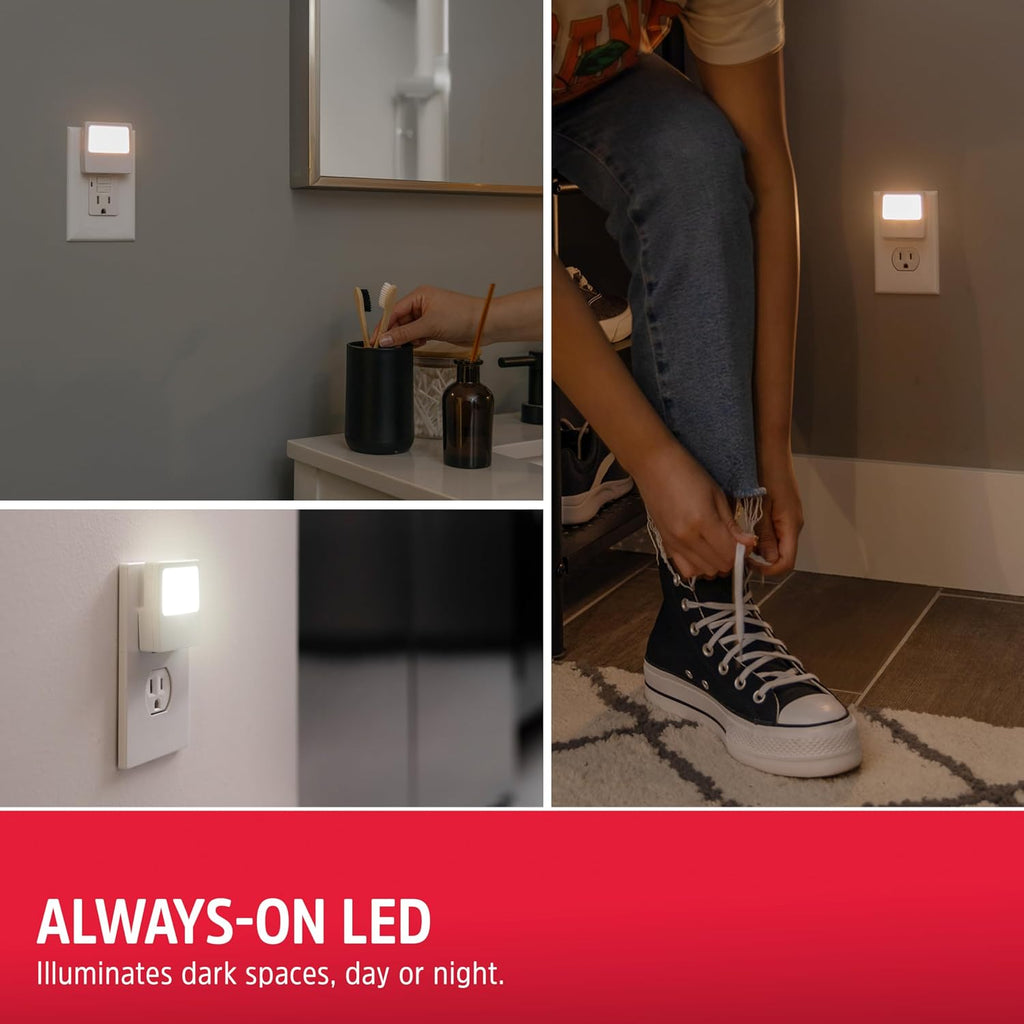 Energizer Always On LED Night Lights Plug into Wall Home Decor Apartment Essentials Ambient Lighting Nightlight White 81568 2 Pack 2 Pack W…