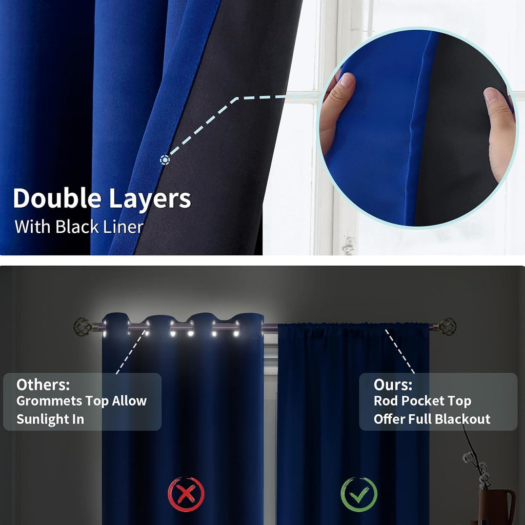 BGment 100% Blackout Curtains for Bedroom 72 Inch Length, Rod Pocket with Thermal Insulated Liner Full Room Darkening Curtains for Living…