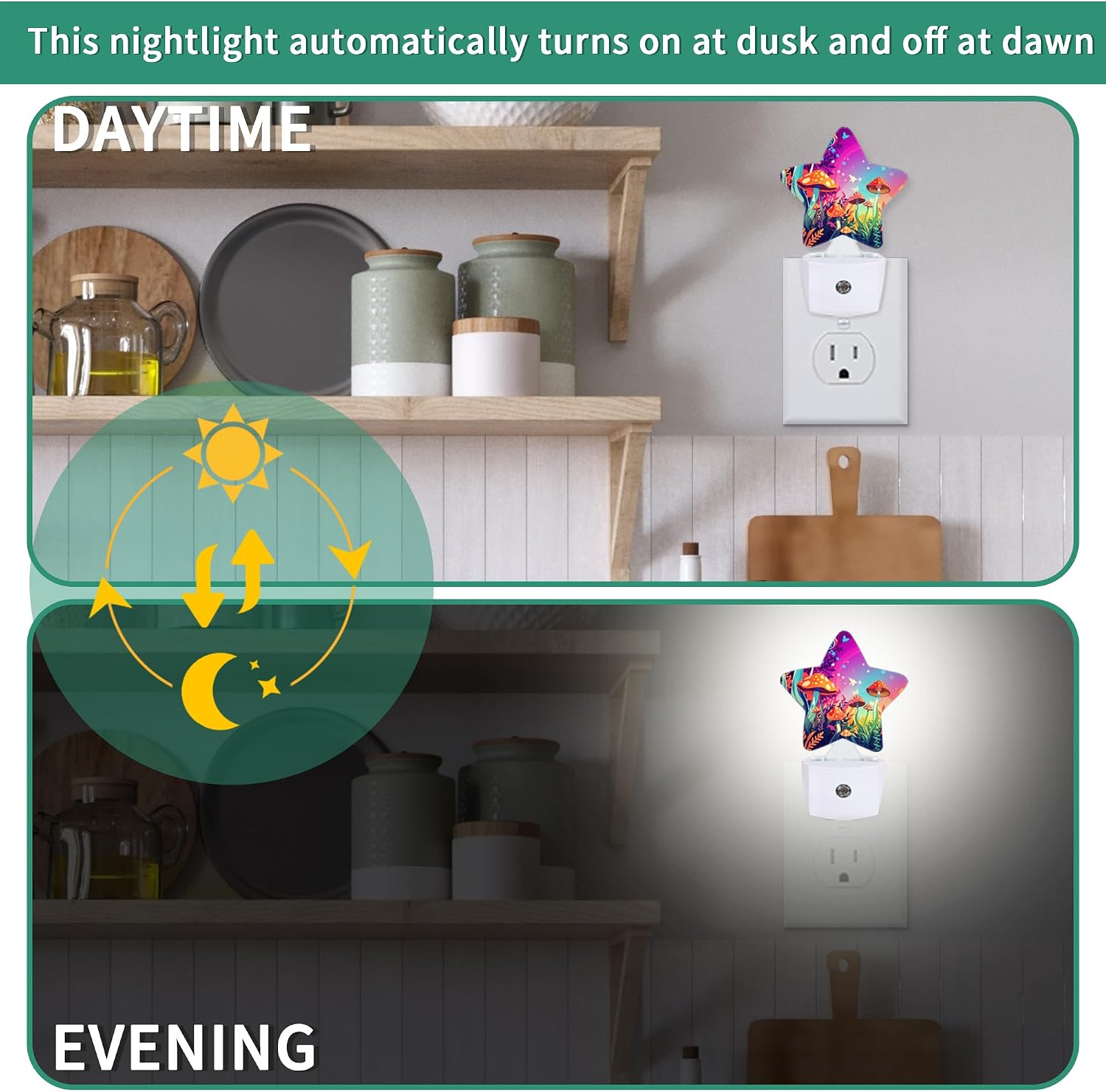 Magic Mushrooms Star Night Light Plug in, Decorative Night Light for Kids Room Nursery Bedroom, Soft Glow Sensor Lamp for Hallway…