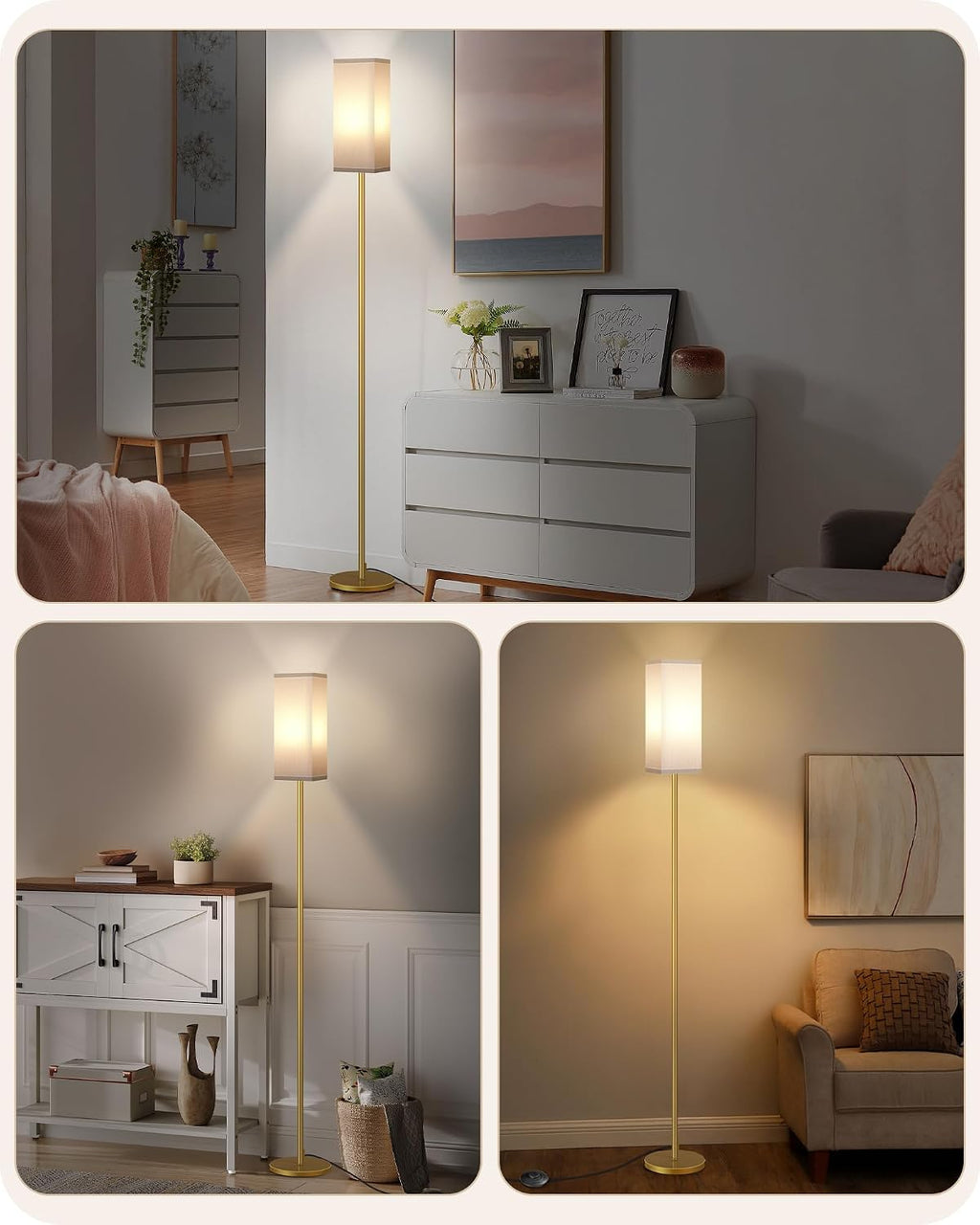 64.2” Dimmable Floor Lamp for Living Room with Remote and Foot Switch, Corner Floor Lamp for Bedroom, Includes 10W A19 Bulb, Modern…