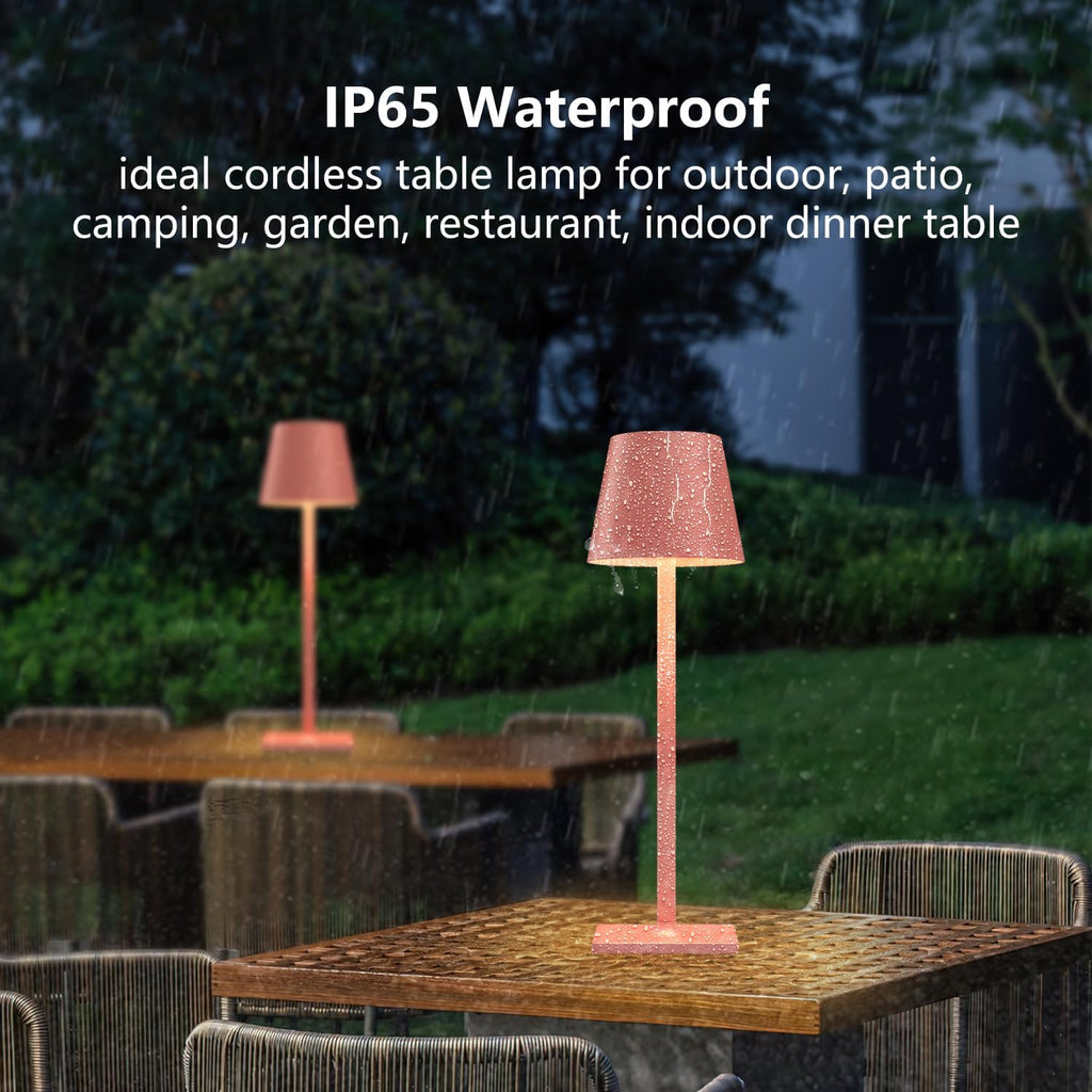 Yogaret Pink Cordless Table Lamp Set of 2 for Patio Restaurant Home Dinner Dining
