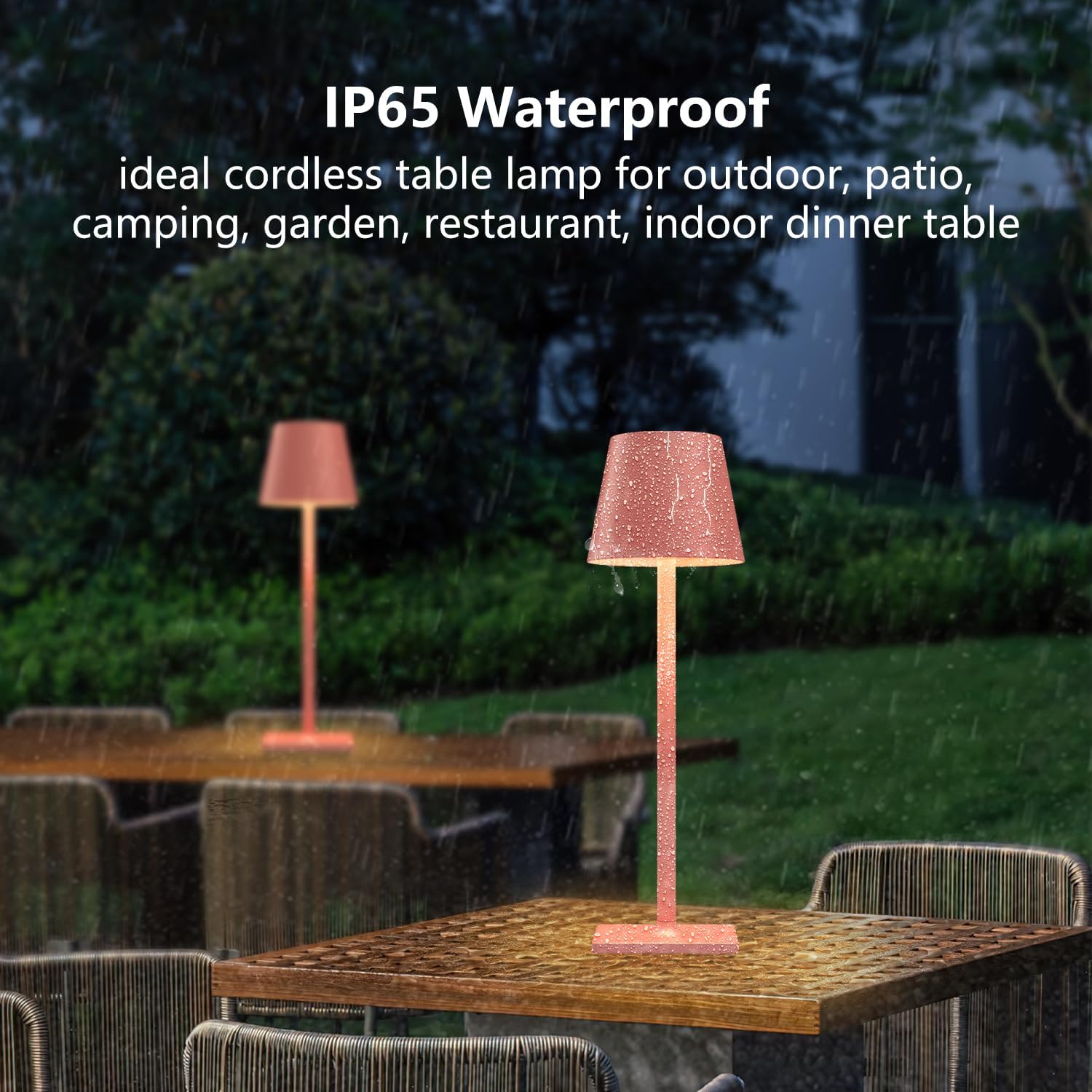 Yogaret Pink Cordless Table Lamp Set of 2 for Patio Restaurant Home Dinner Dining