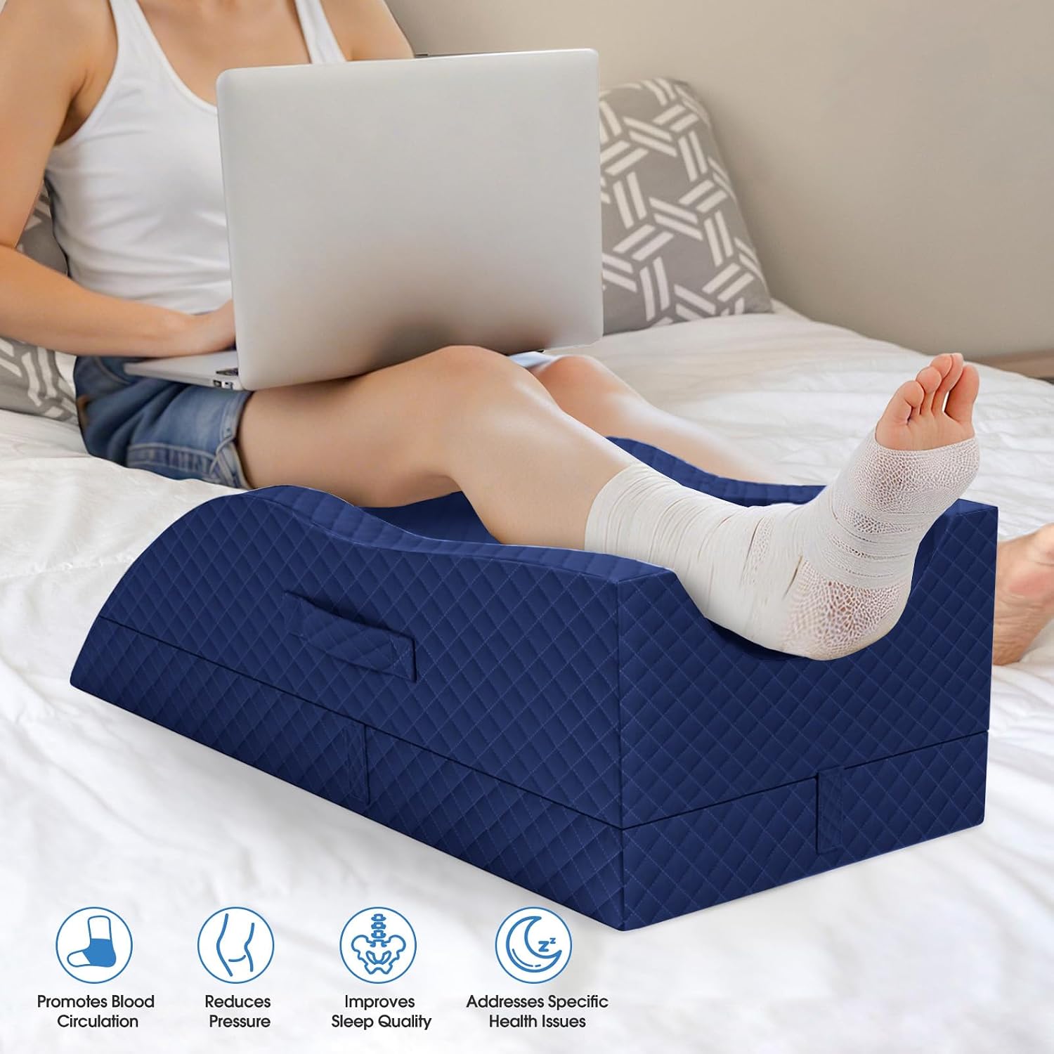 TranquilRelax TranquilRelax Elevation Pillows for Leg After Surgery, Memory Foam Adjustable Wedge Pillow for Injury or Rest, Ankle P…