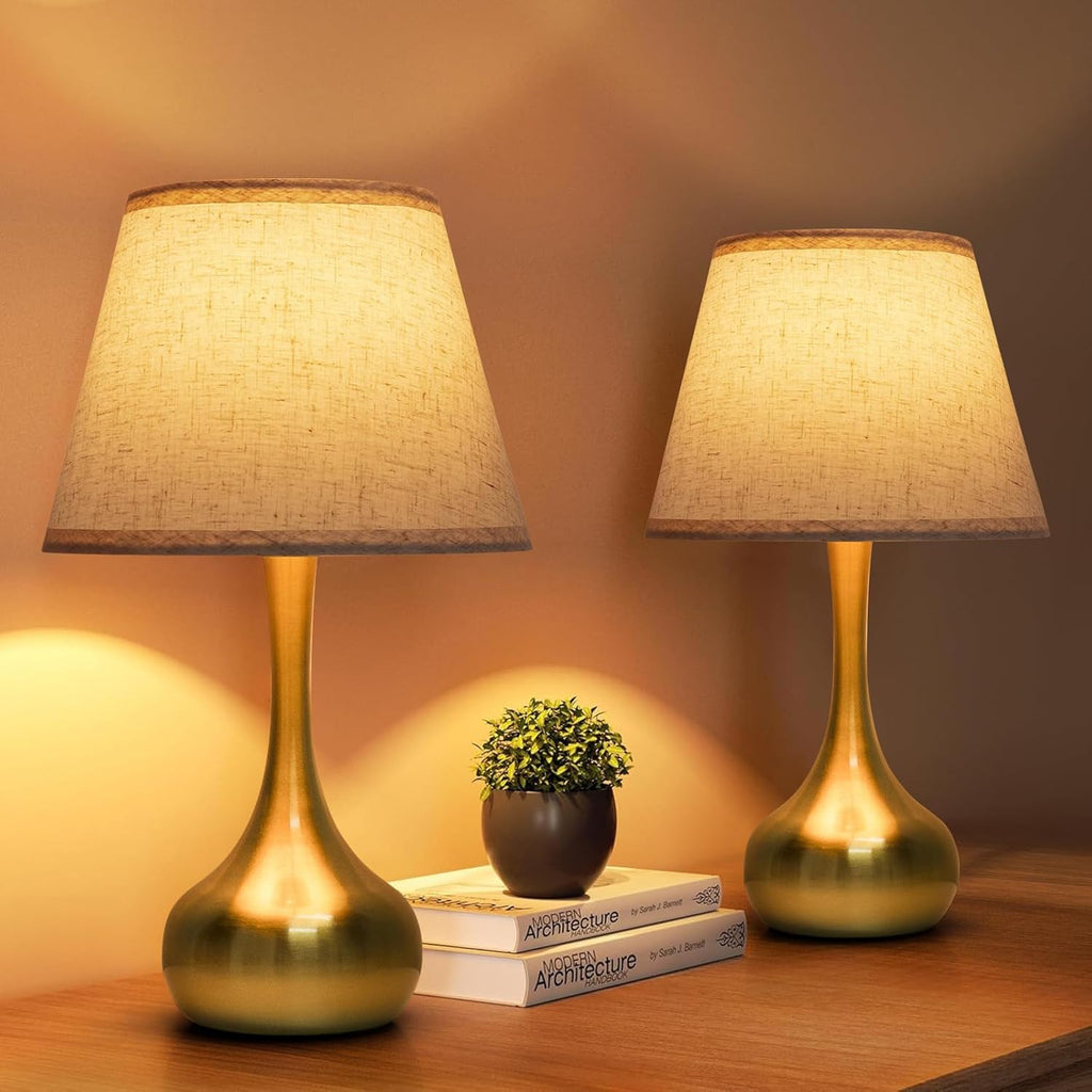ONEWISH Touch Table Lamp Set of 2, Farmhouse 3-Way Dimmable Bedside Lamps for Nightstand with Fabric Shade, Desk Lamp for Reading…