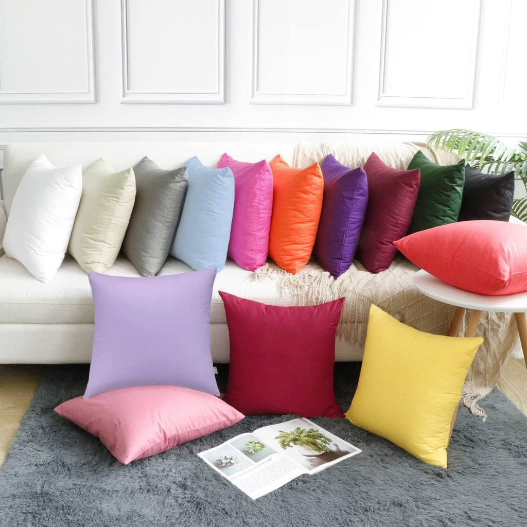 Thmyo 4-Pack 100% Cotton Comfortable Solid Decorative Throw Pillow Case, Square Cushion Cover Pillowcase Sublimation Blank Pillow Covers DI…