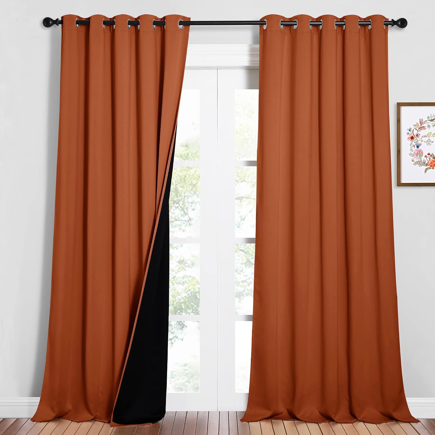 Nicetown Full Shading Curtains for Windows, Super Heavy-Duty Black Lined Blackout Curtains for Bedroom, Privacy Assured Window Treatment (B…