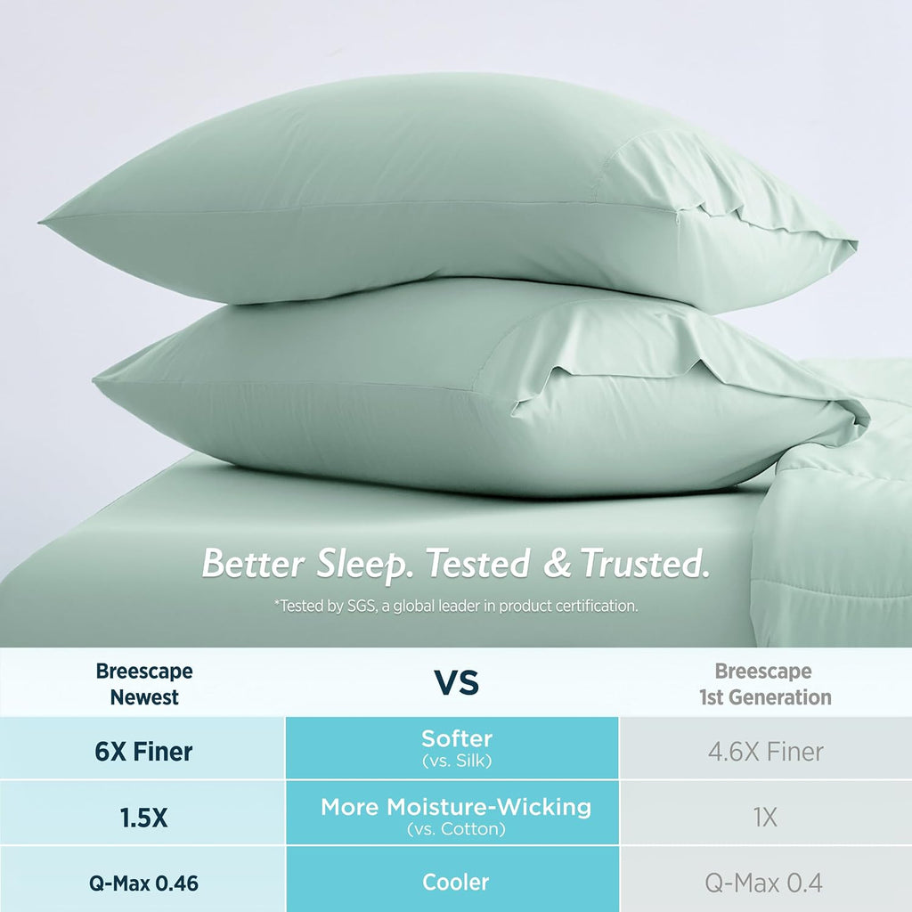 Breescape Cooling Pillow Cases King Size - BlendTekTM Dry & Cool Technology for Hot Sleepers and Night Sweats, Ultra Soft & Smooth Pillowcas…
