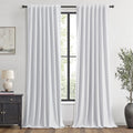 Miulee 100% Blackout Linen Curtains for Bedroom, Grayish White Solid Luxury Decor Thermal Insulation Room Darkening Drapes for Living Room…