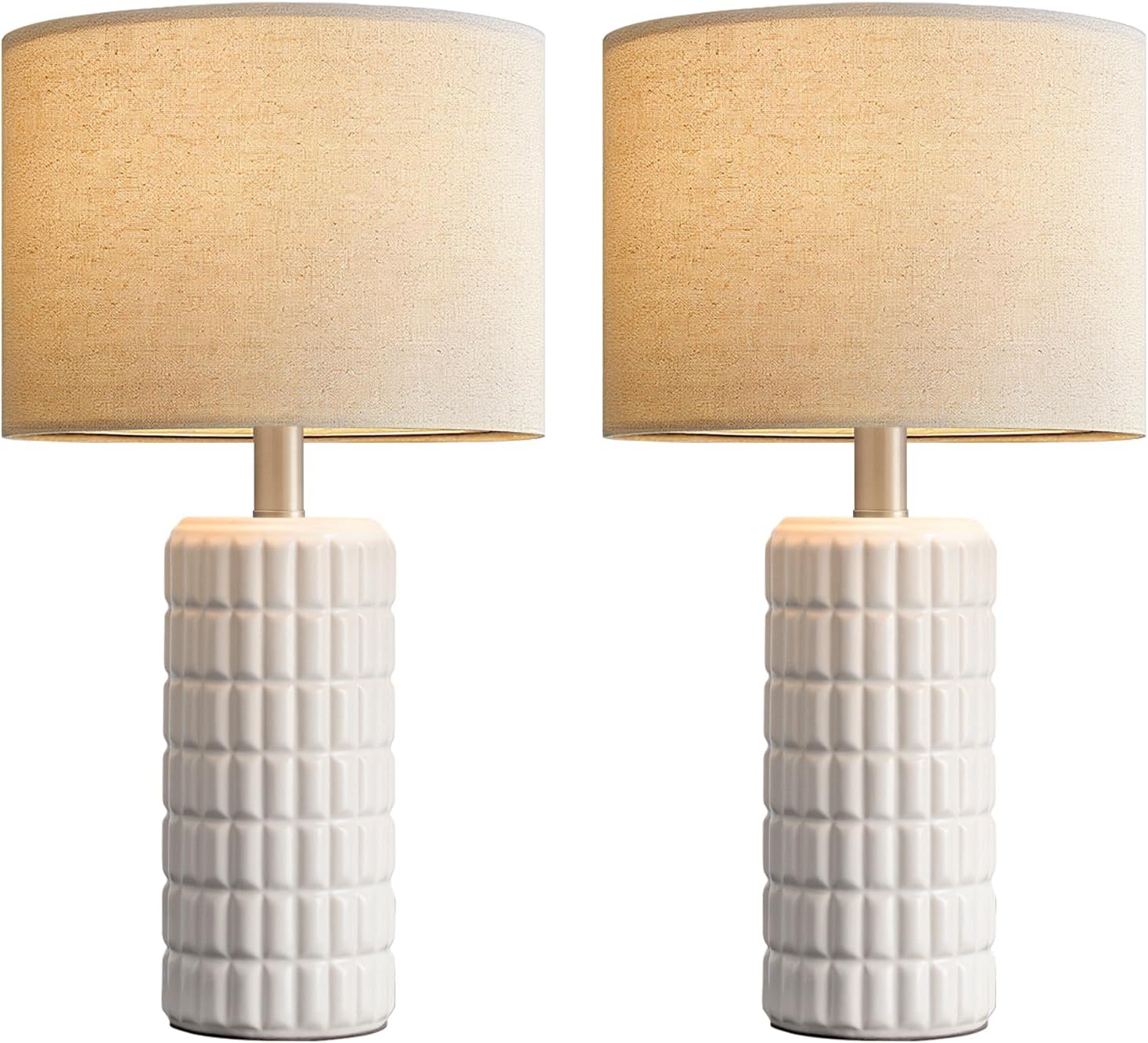 SeealleLighting 23" Modern Ceramic Table Lamps Set of 2 - Table Lamps for Living room, Farmhouse Bedside Night Stands Lamp for Bedroom, Whi…