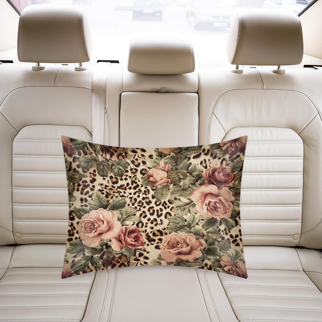 Satin Pillowcase for Hair and Skin, Standard Size Animal Tiger Leopard Print Rose Flower Decorative Pillow Sham with Envelope Closure…