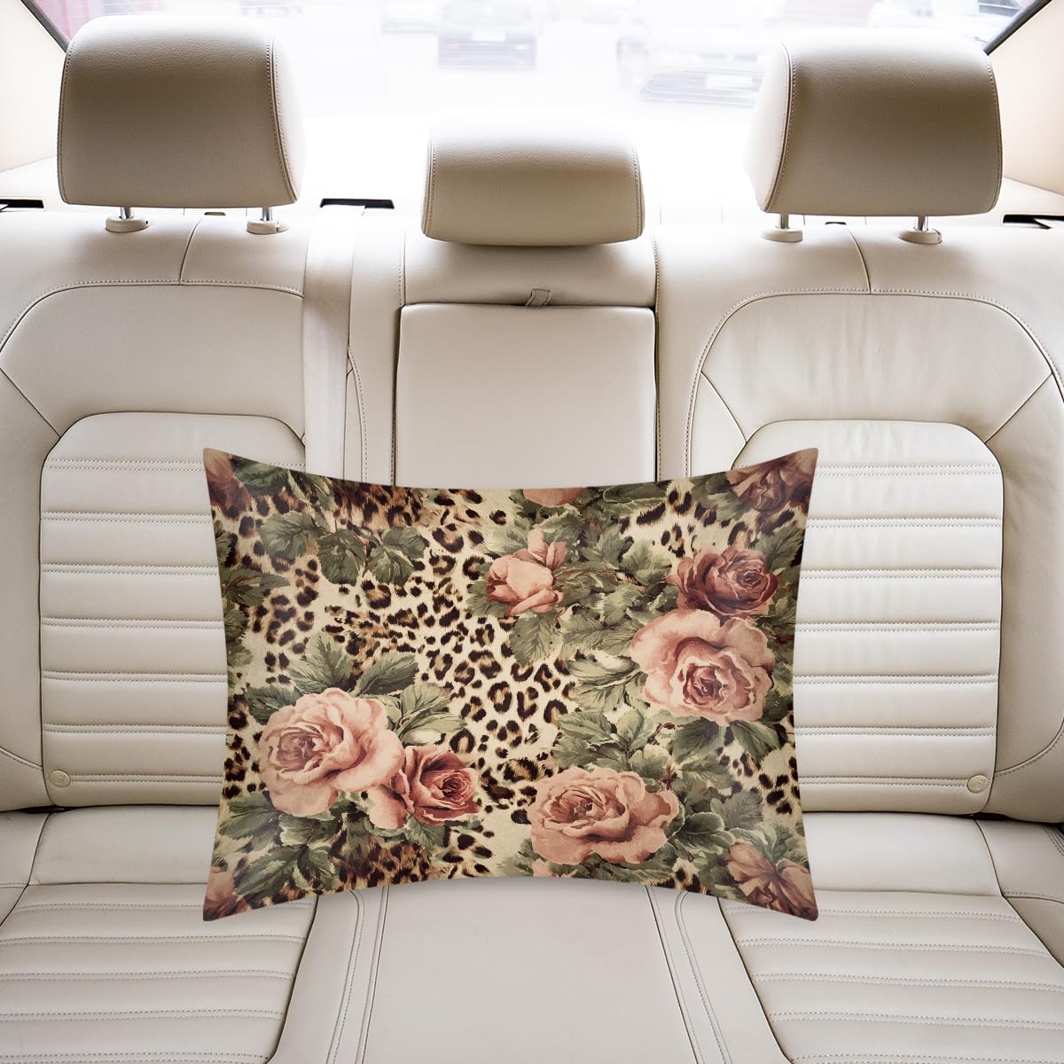 Satin Pillowcase for Hair and Skin, Standard Size Animal Tiger Leopard Print Rose Flower Decorative Pillow Sham with Envelope Closure…